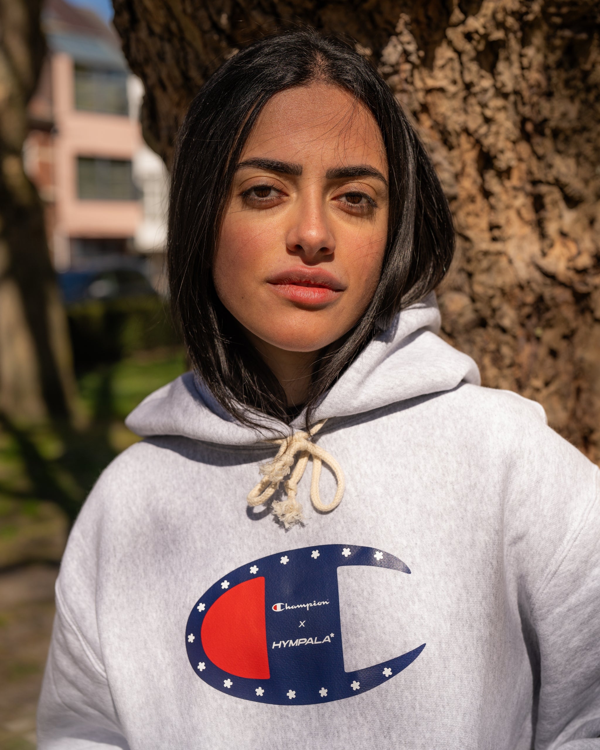 x Champion Reverse Weave Print Hoodie Grey