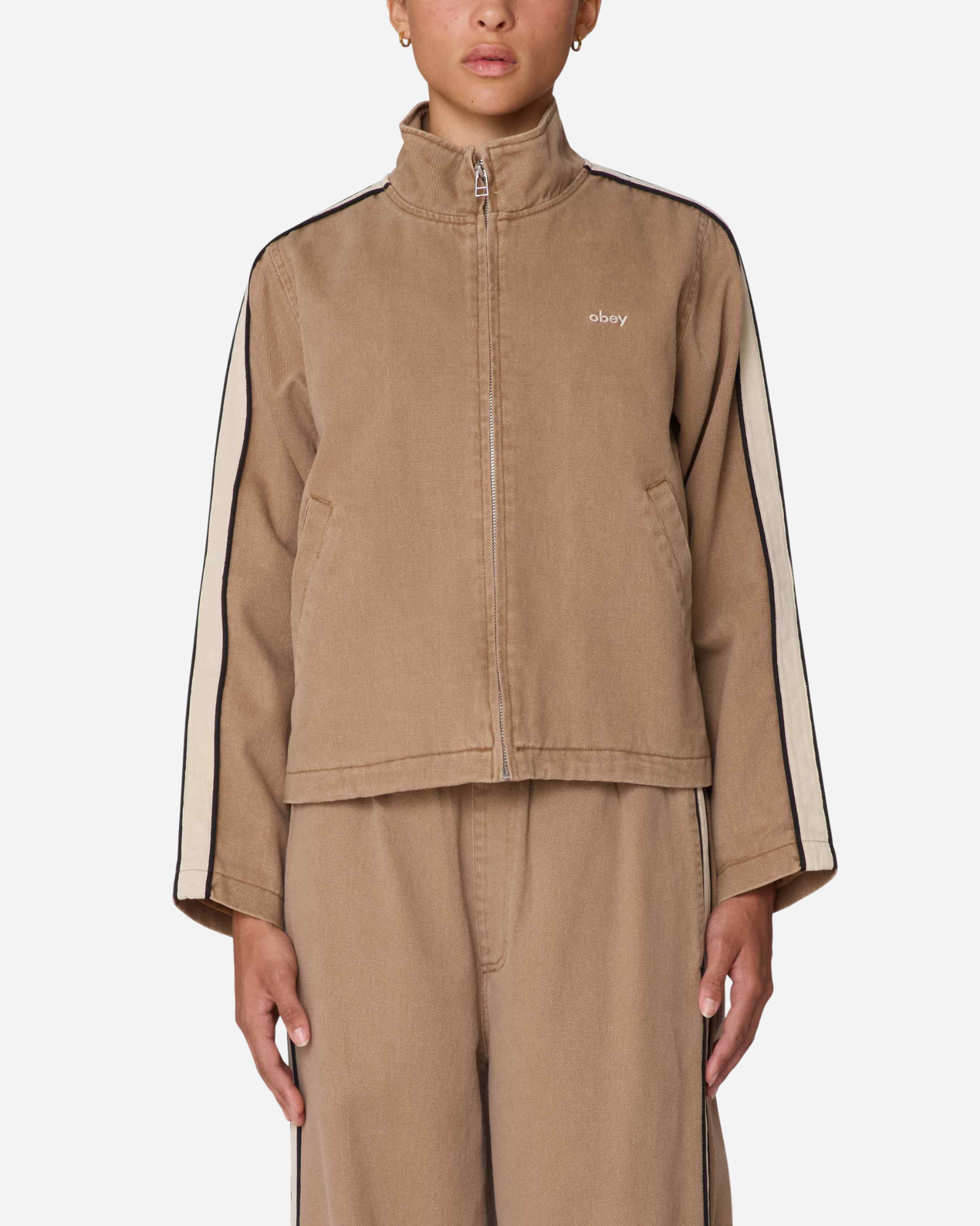 Side Stripe Jacket Tan Faded Wash