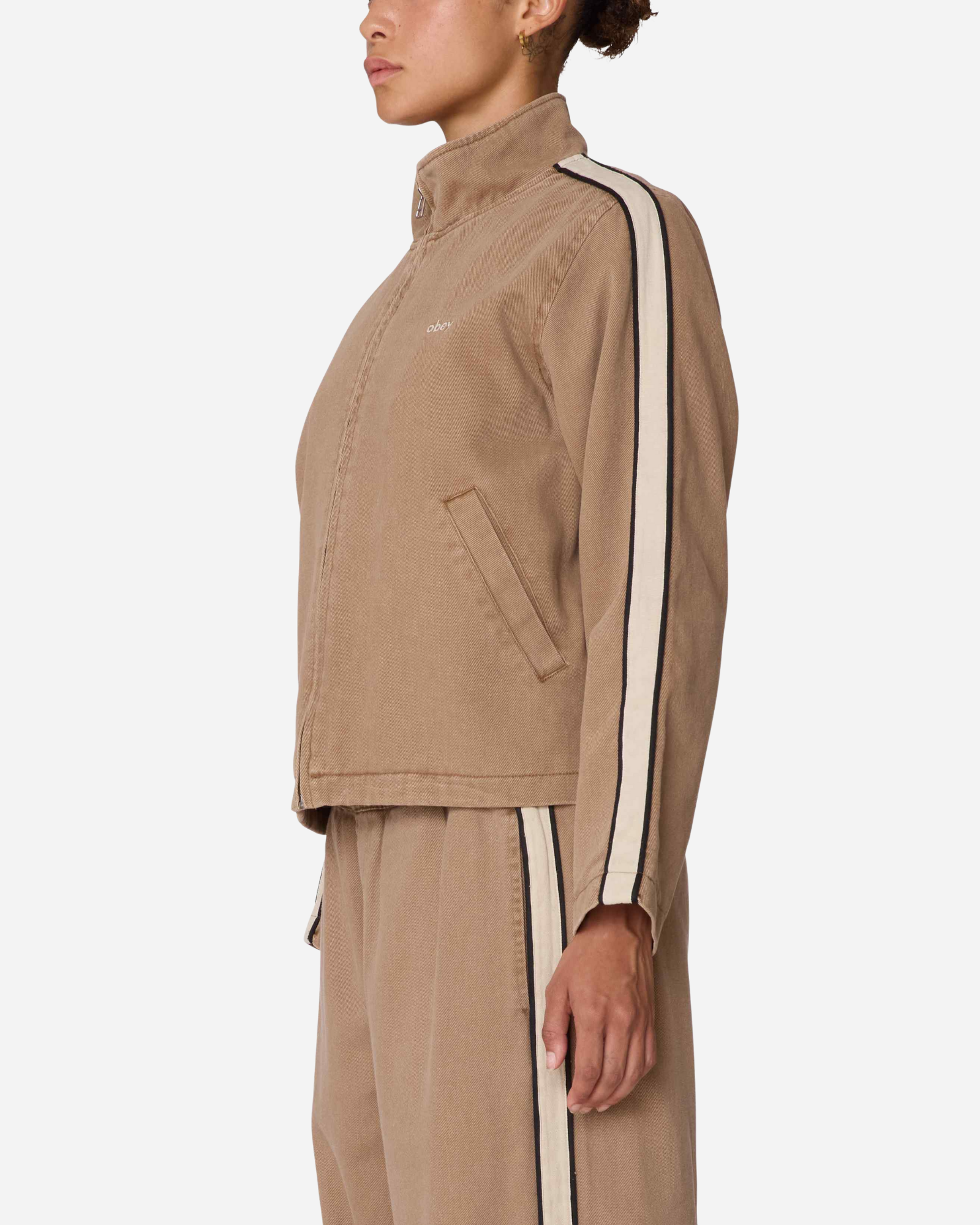 Side Stripe Jacket Tan Faded Wash