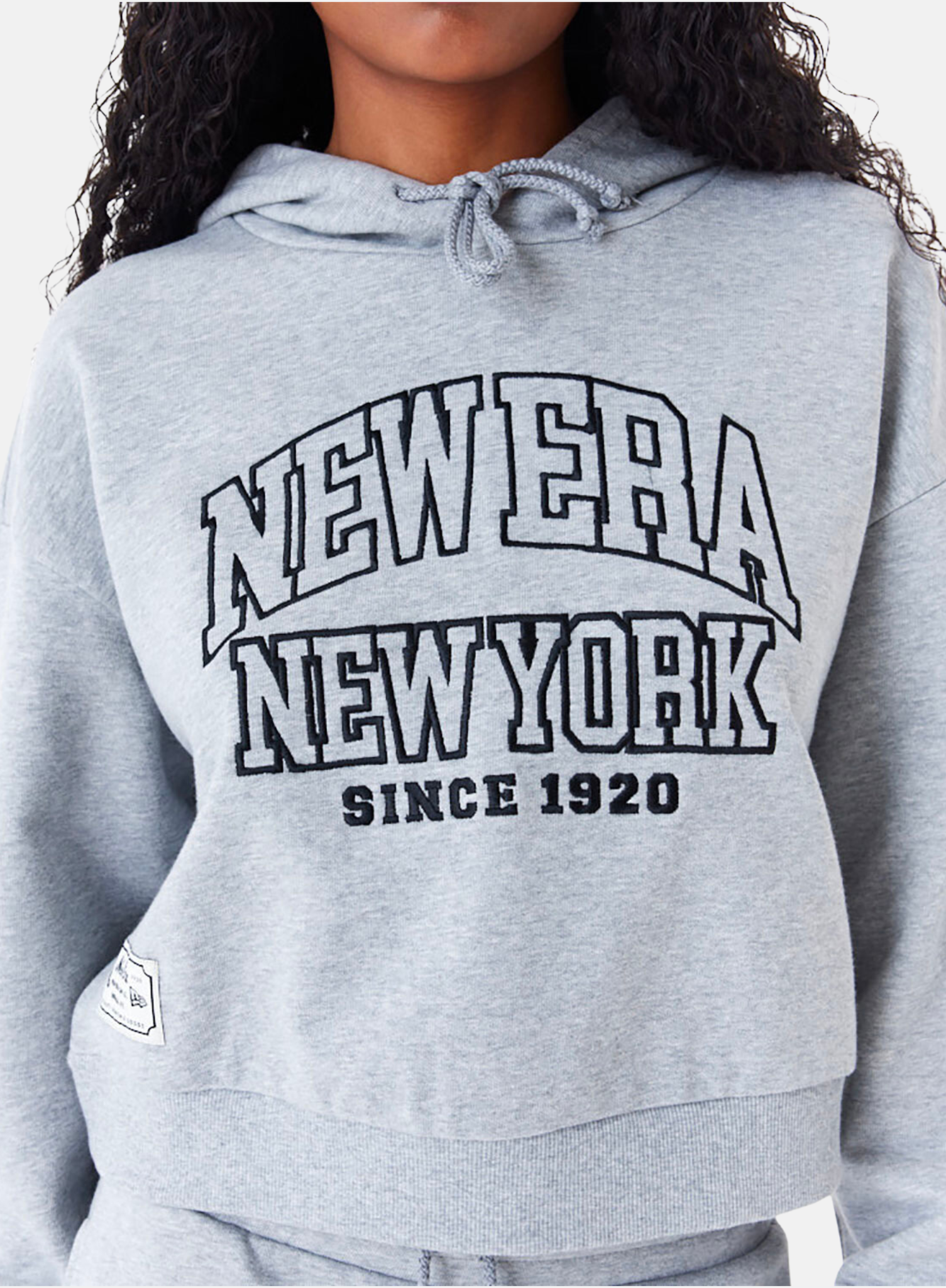 New Era Womens Arch Wordmark Crop Pullover Hoodie Grey - Hympala Store