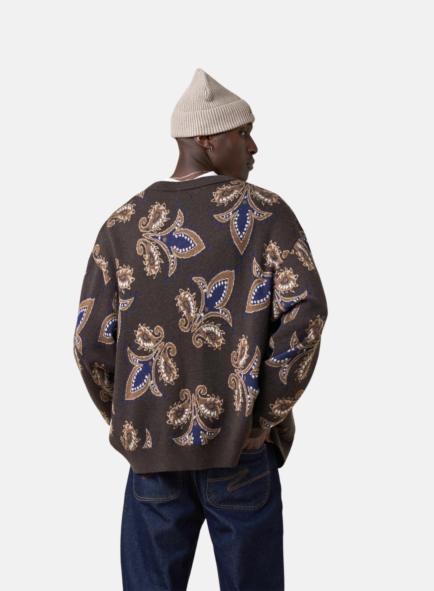 Paisley Wool Grandad Cardigan