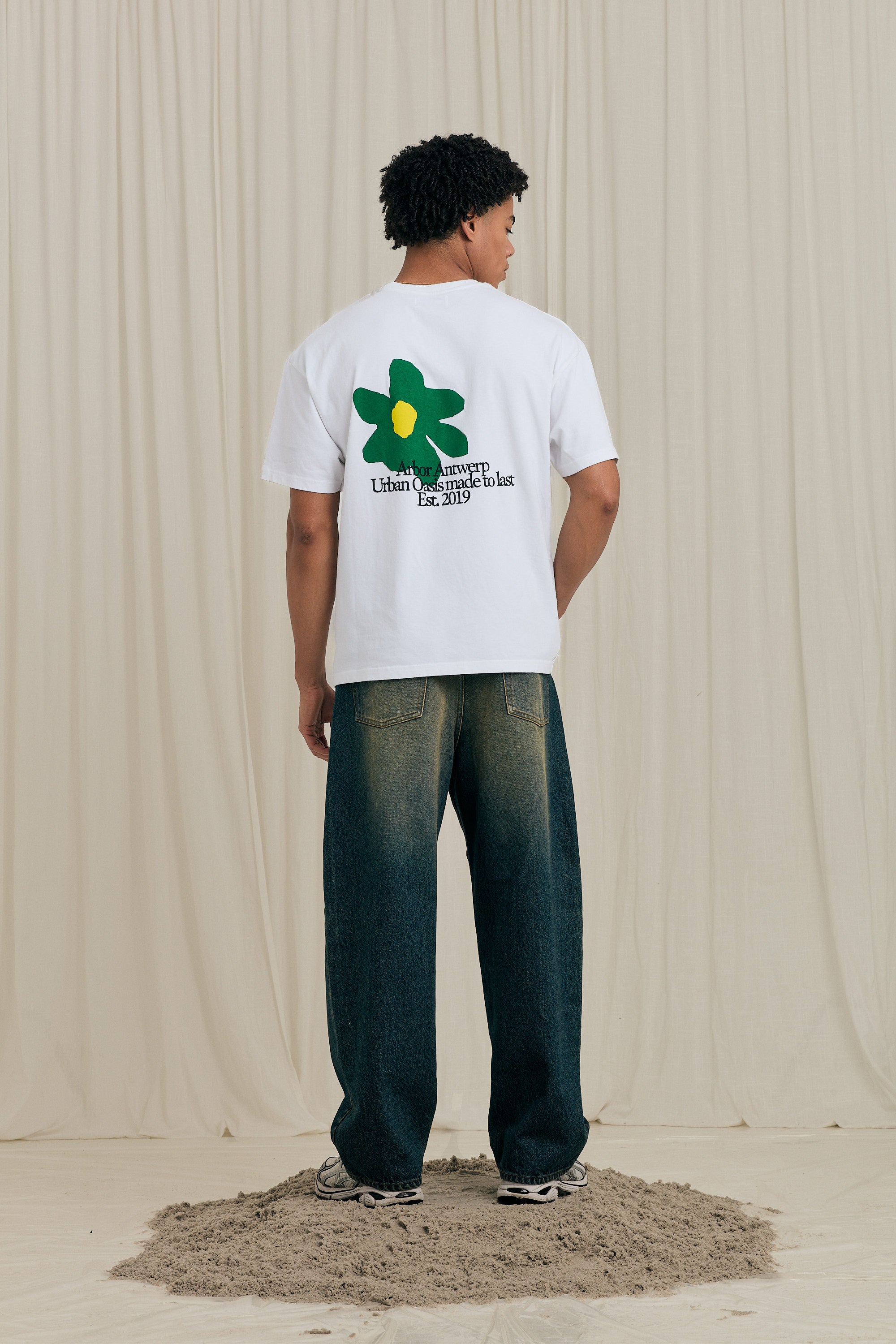 Green Flower Oasis Tee White