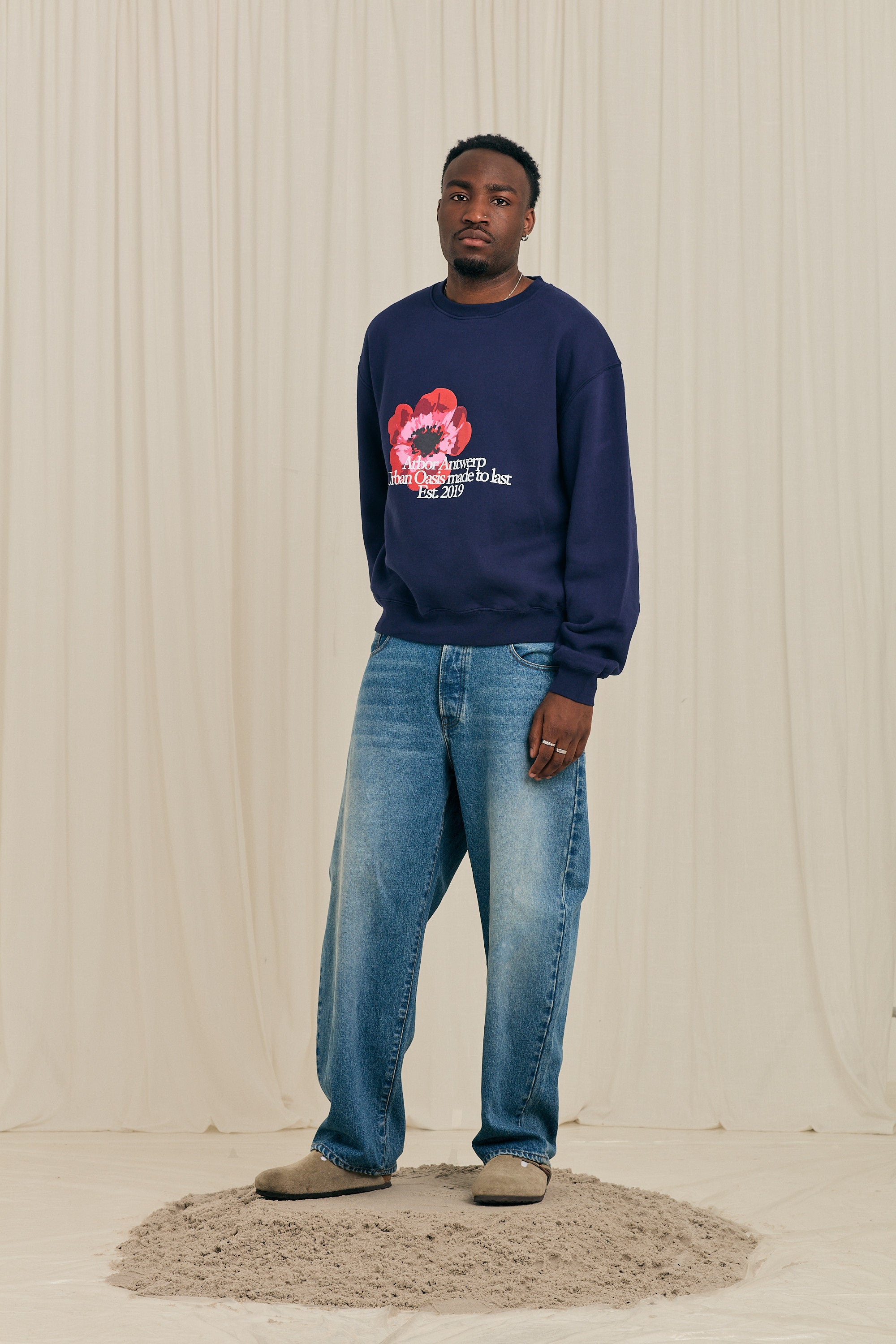 Big Flower Crewneck Navy
