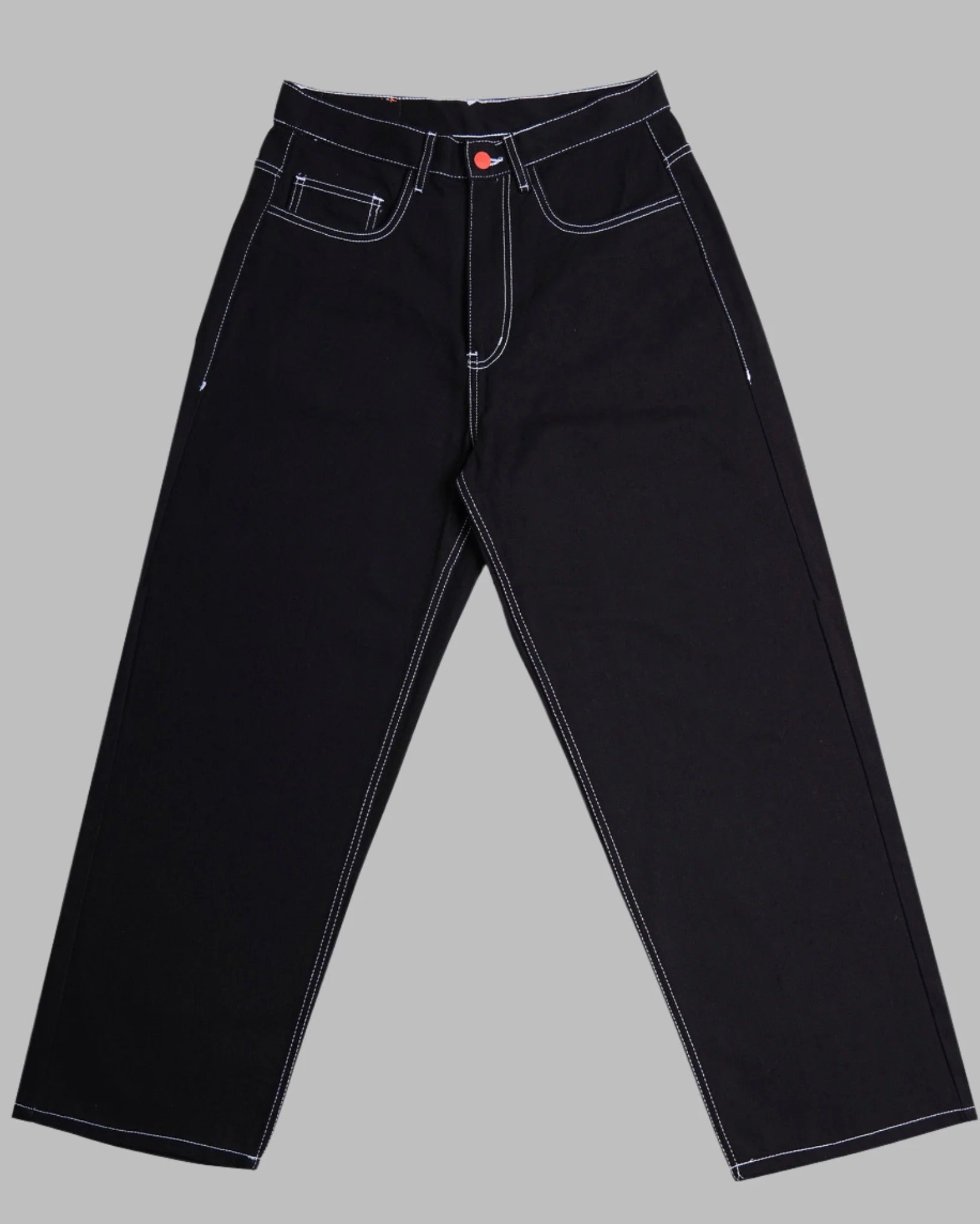 Super Loose Denim Black/White Stitching