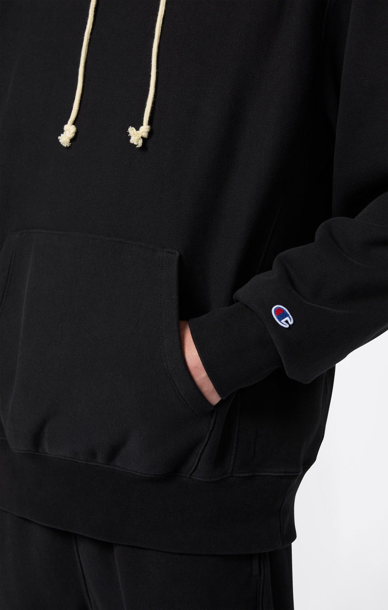 Reverse Weave Soft Fleece Hoodie Black