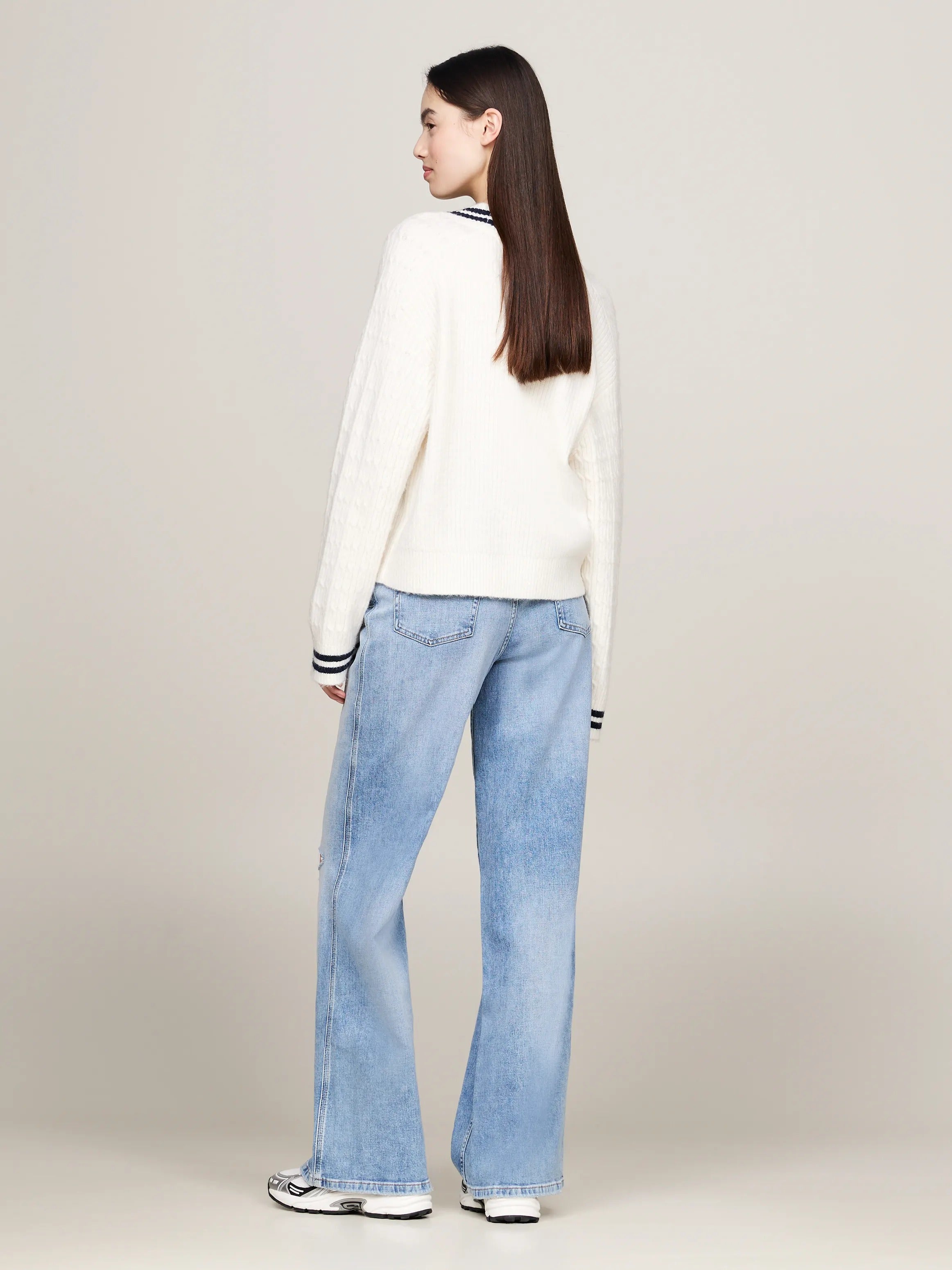 TJW V-Neck Cable Sweater