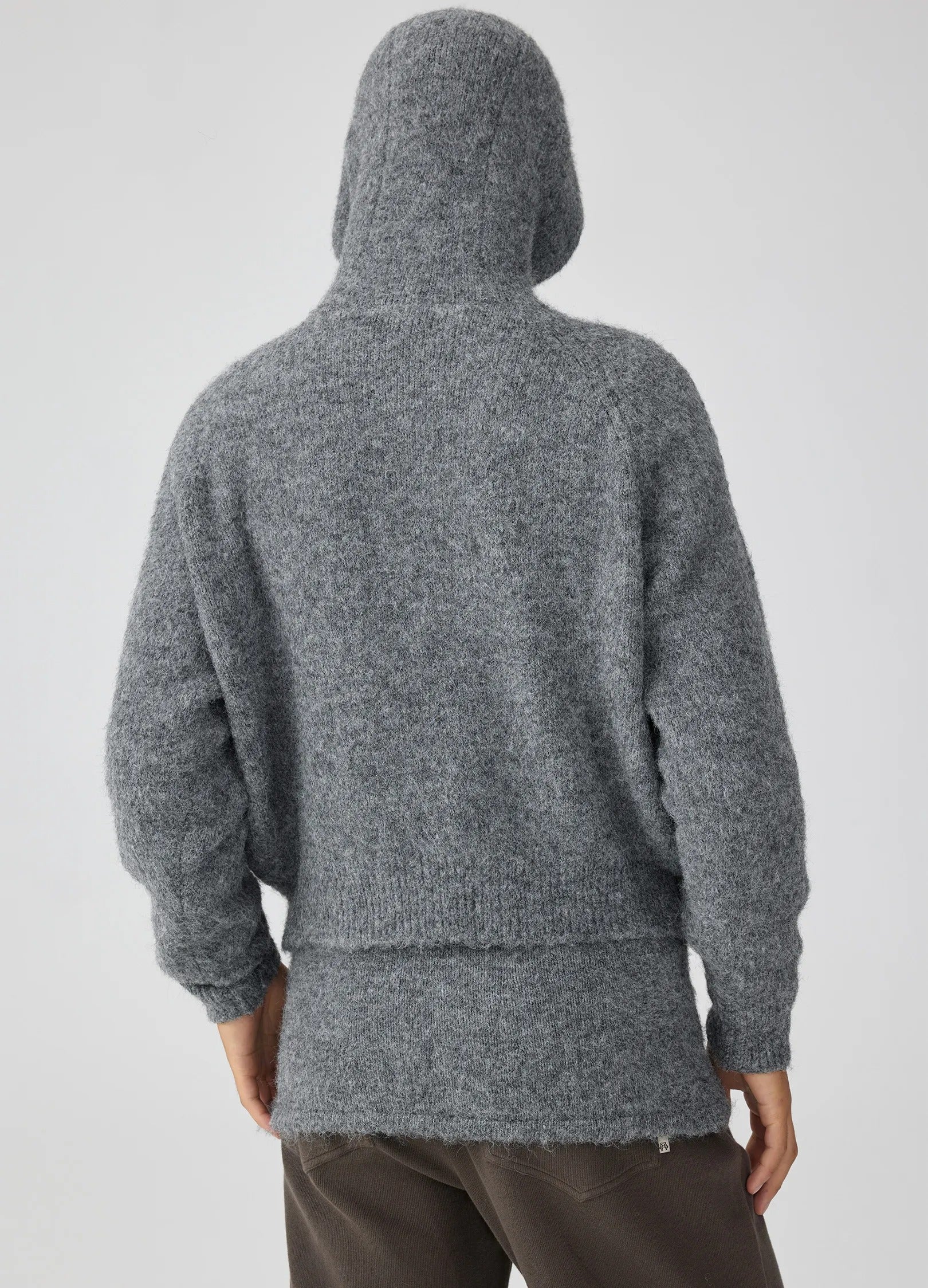 Mohair Button Hoodie Stone
