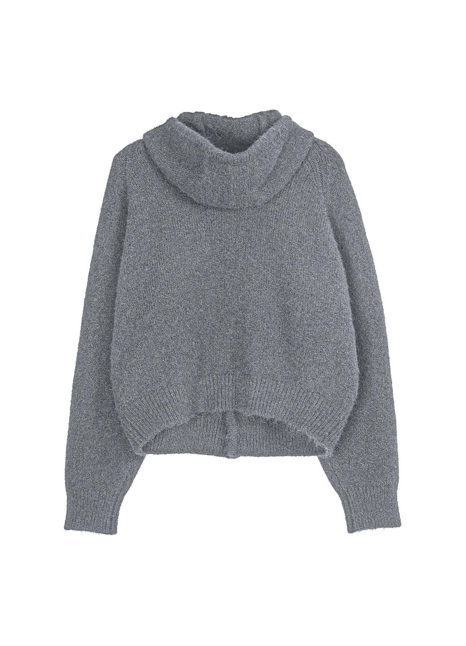 Mohair Button Hoodie Stone