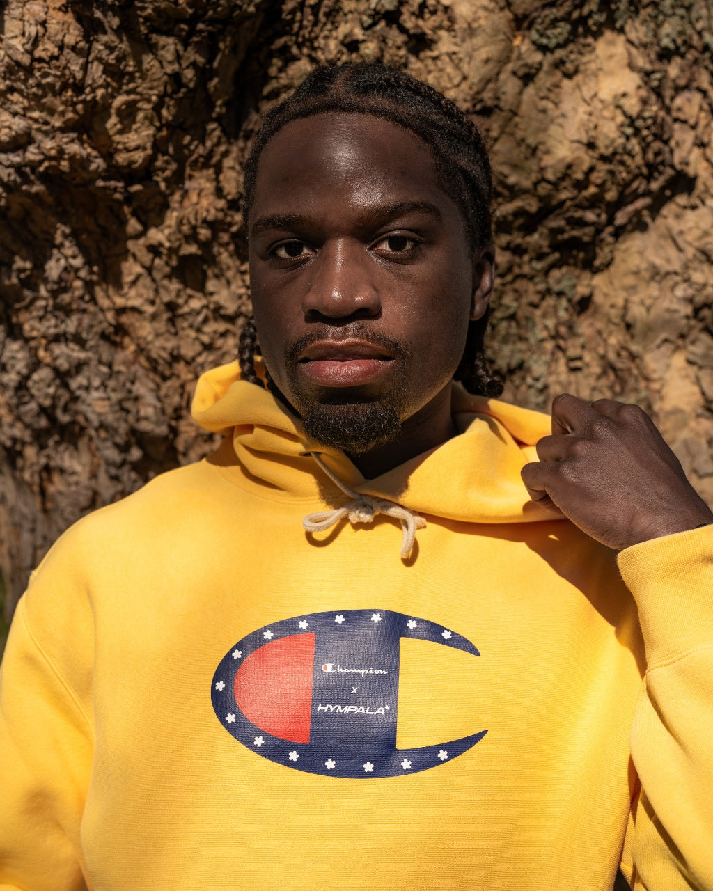 x Champion Reverse Weave Print Hoodie Yellow