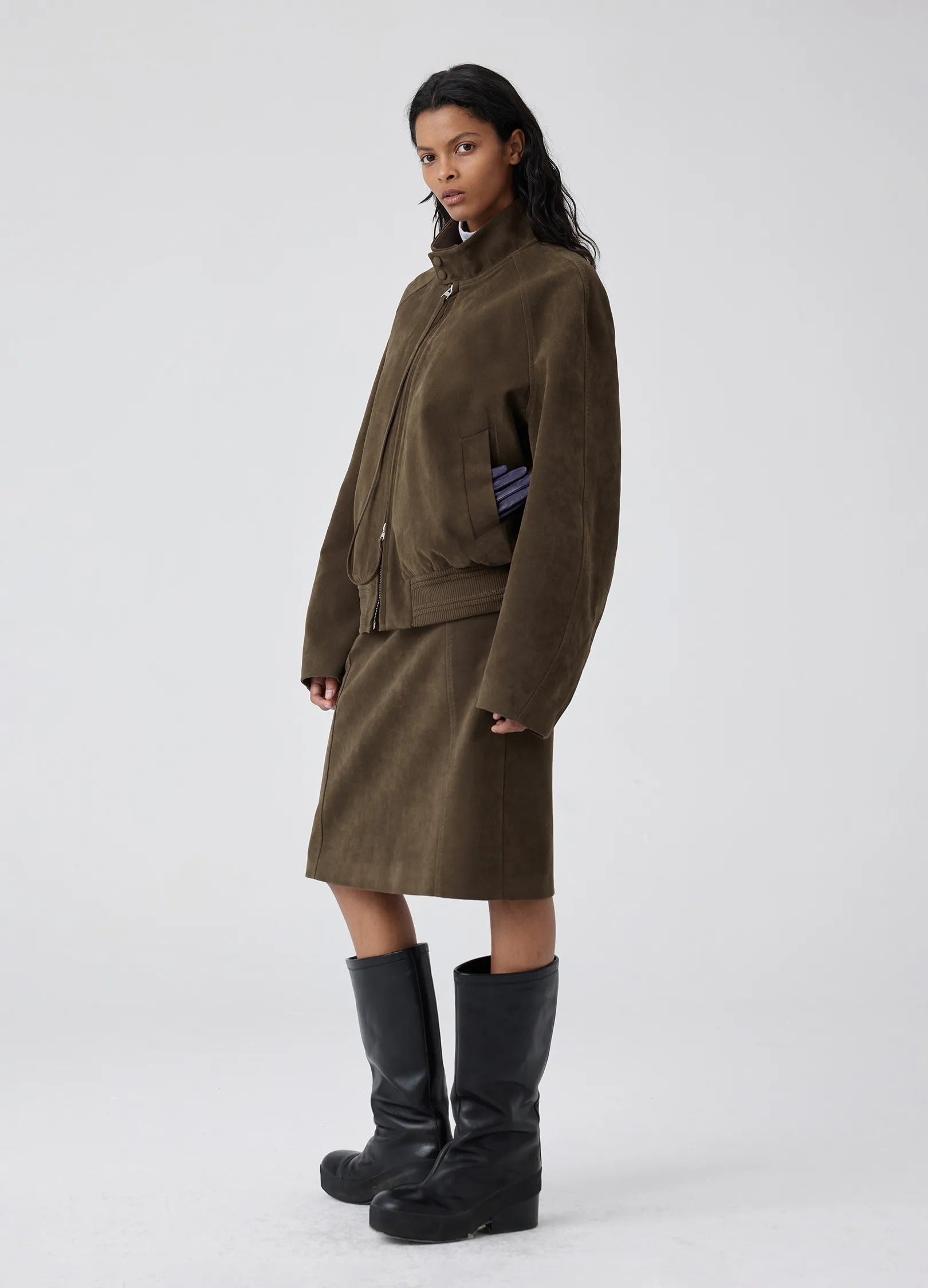 Suede Harrington Jacket Chocolate