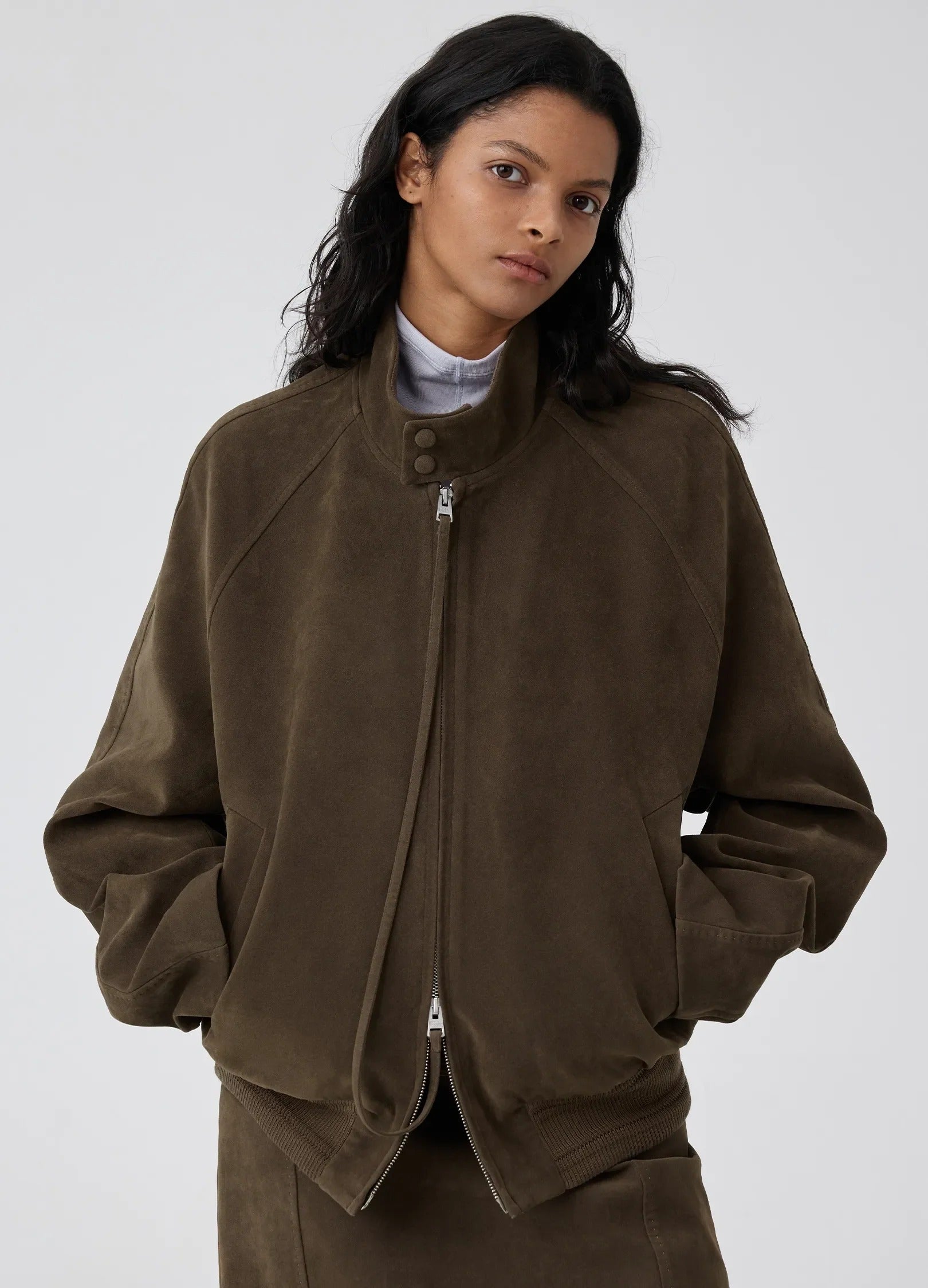 Suede Harrington Jacket Chocolate