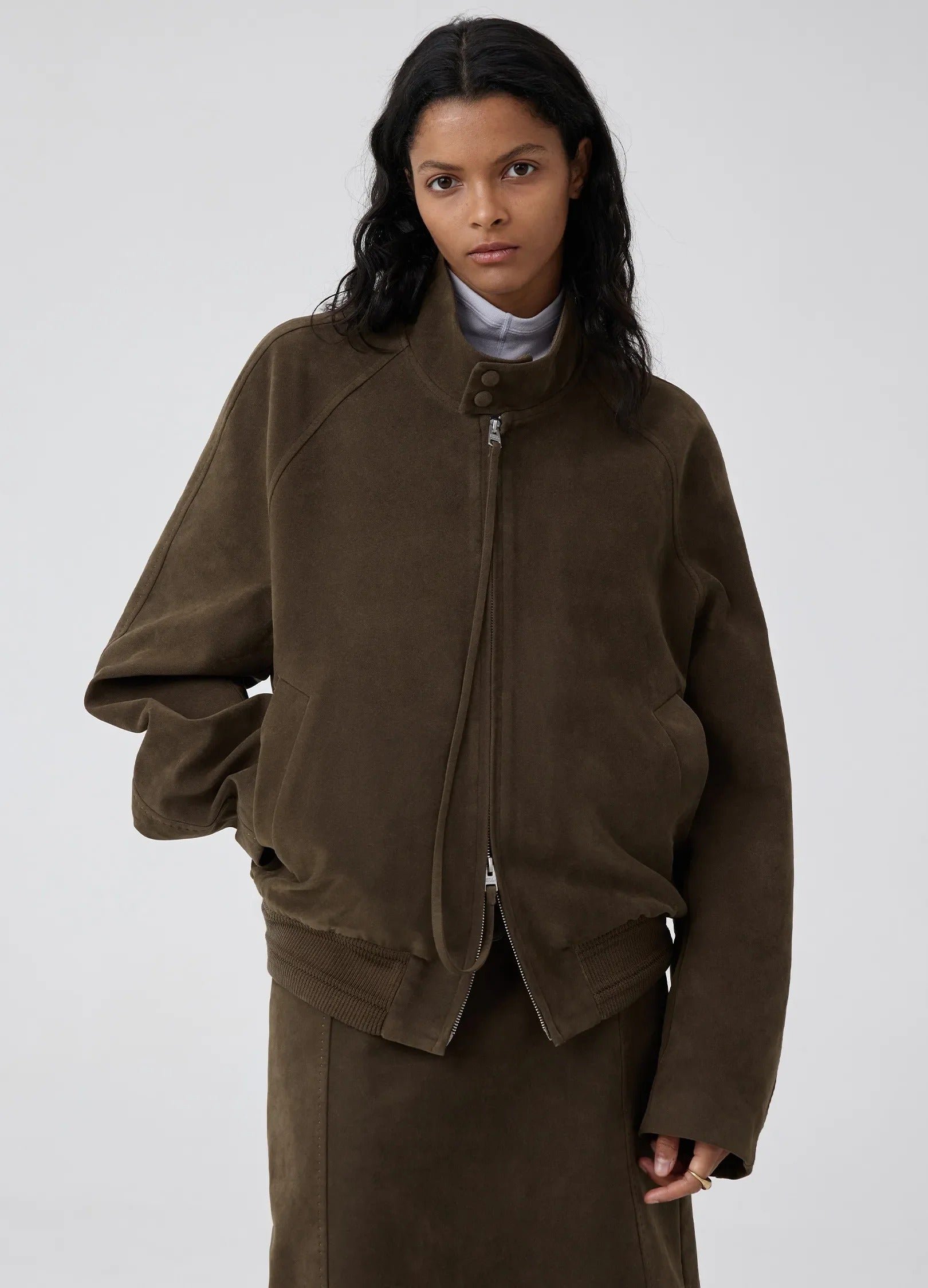 Suede Harrington Jacket Chocolate