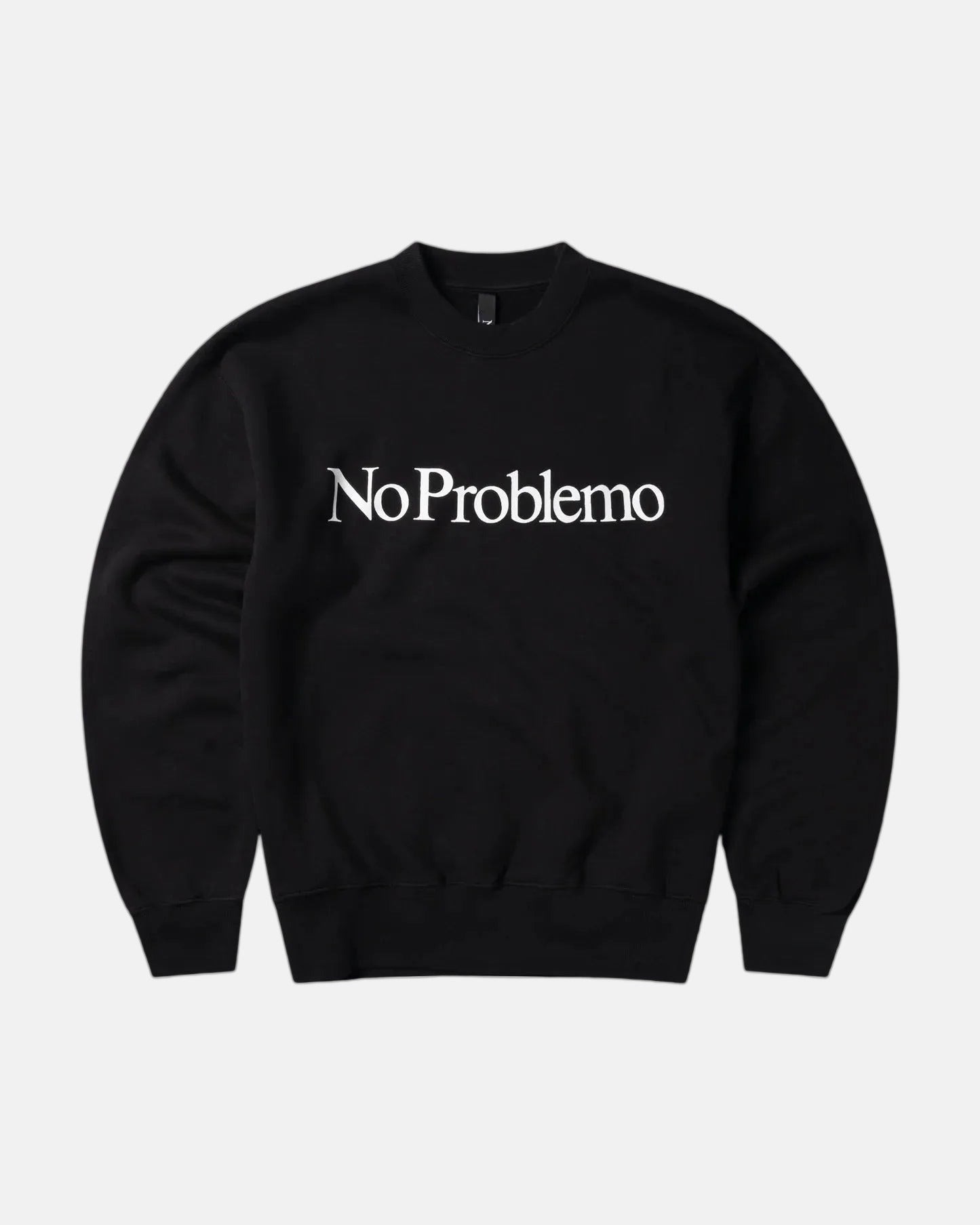 Black sweatshirt with 'No Problemo' text on a black background