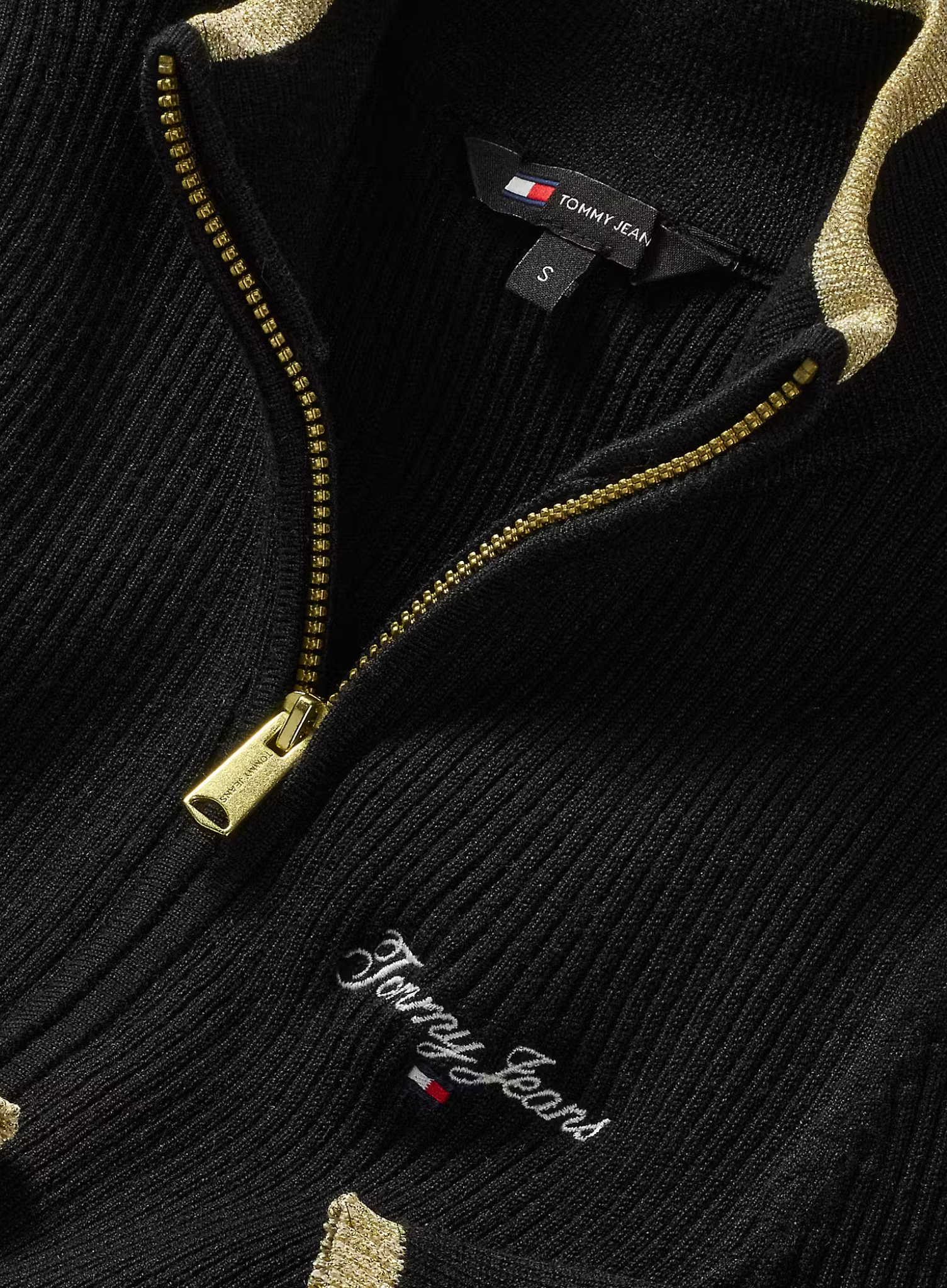 TJW Metallic Zip-Up Top Black