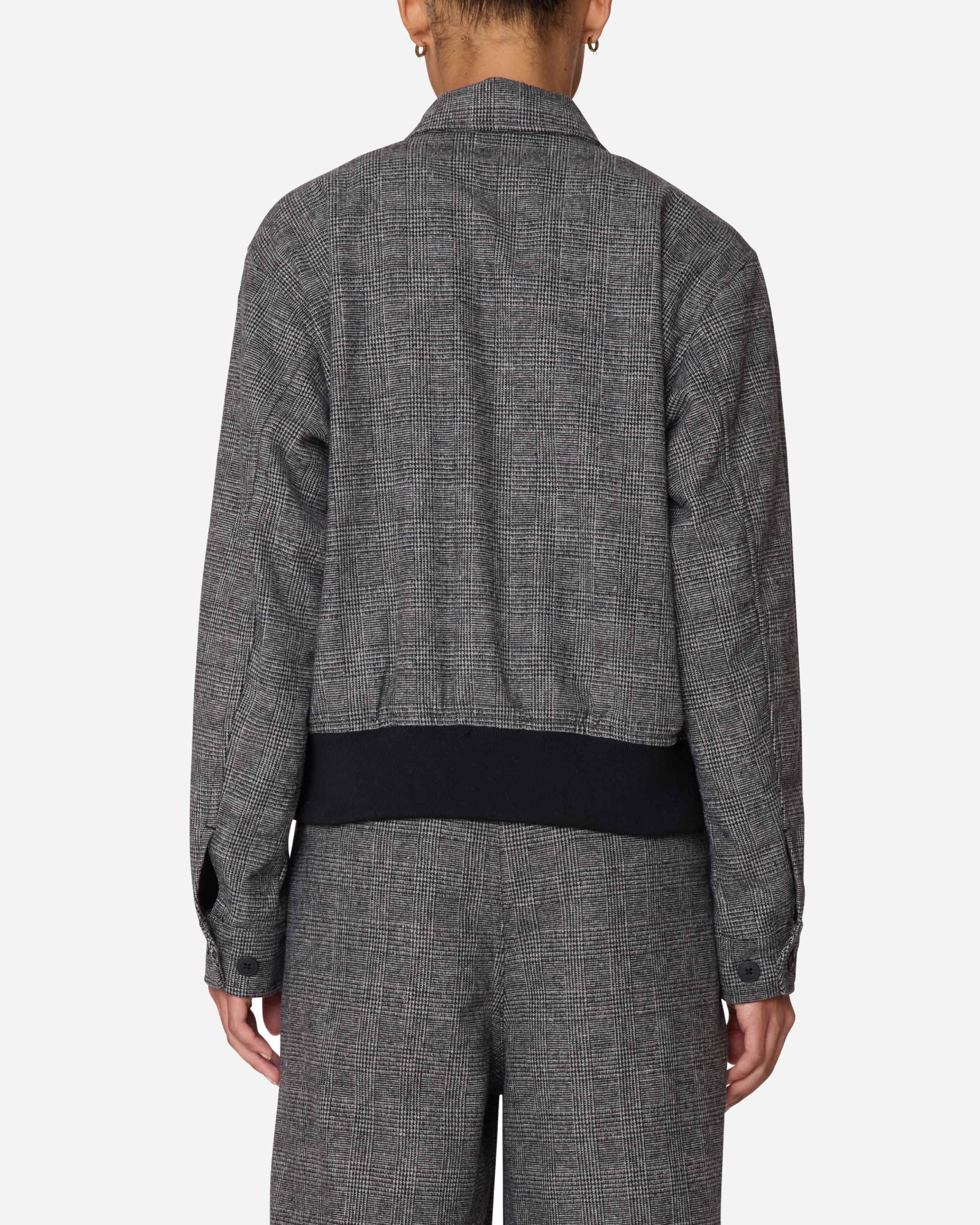 Check Plaid Blouson Jacket Grey