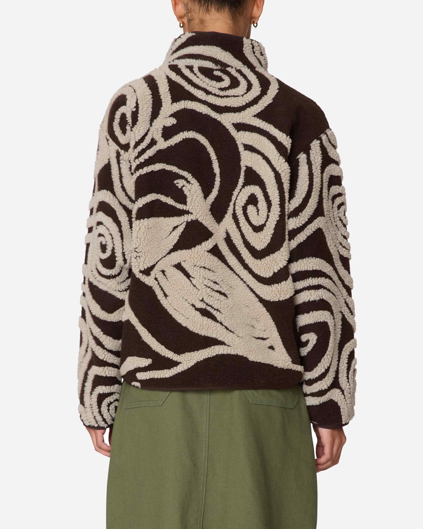 Swirls Jacquard Zip-Jacket Brown