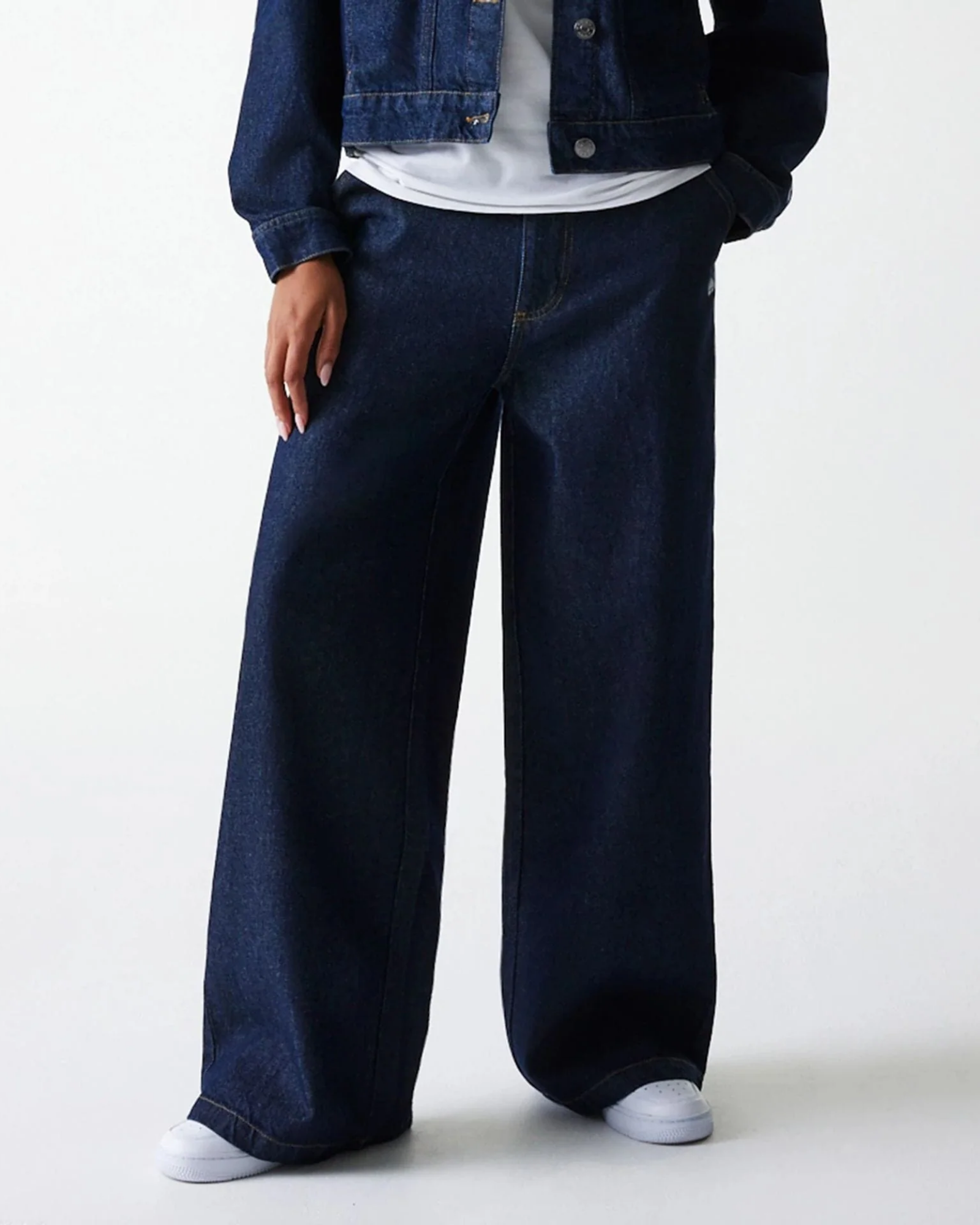 New York Yankees Womens MLB Dark Blue Wide Leg Denim Trousers