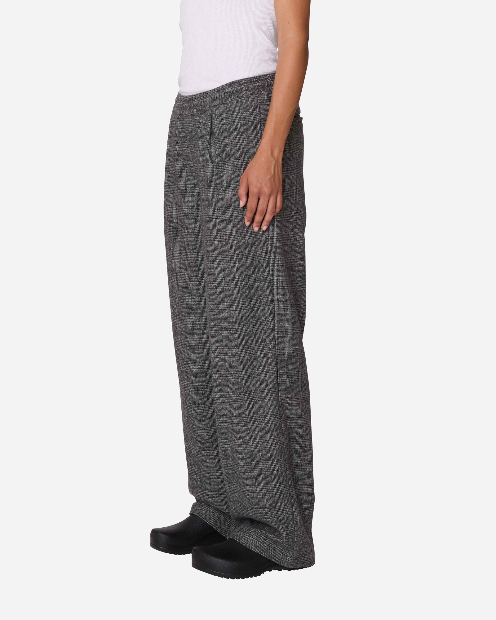 Check Plaid Pleated Pant Grey