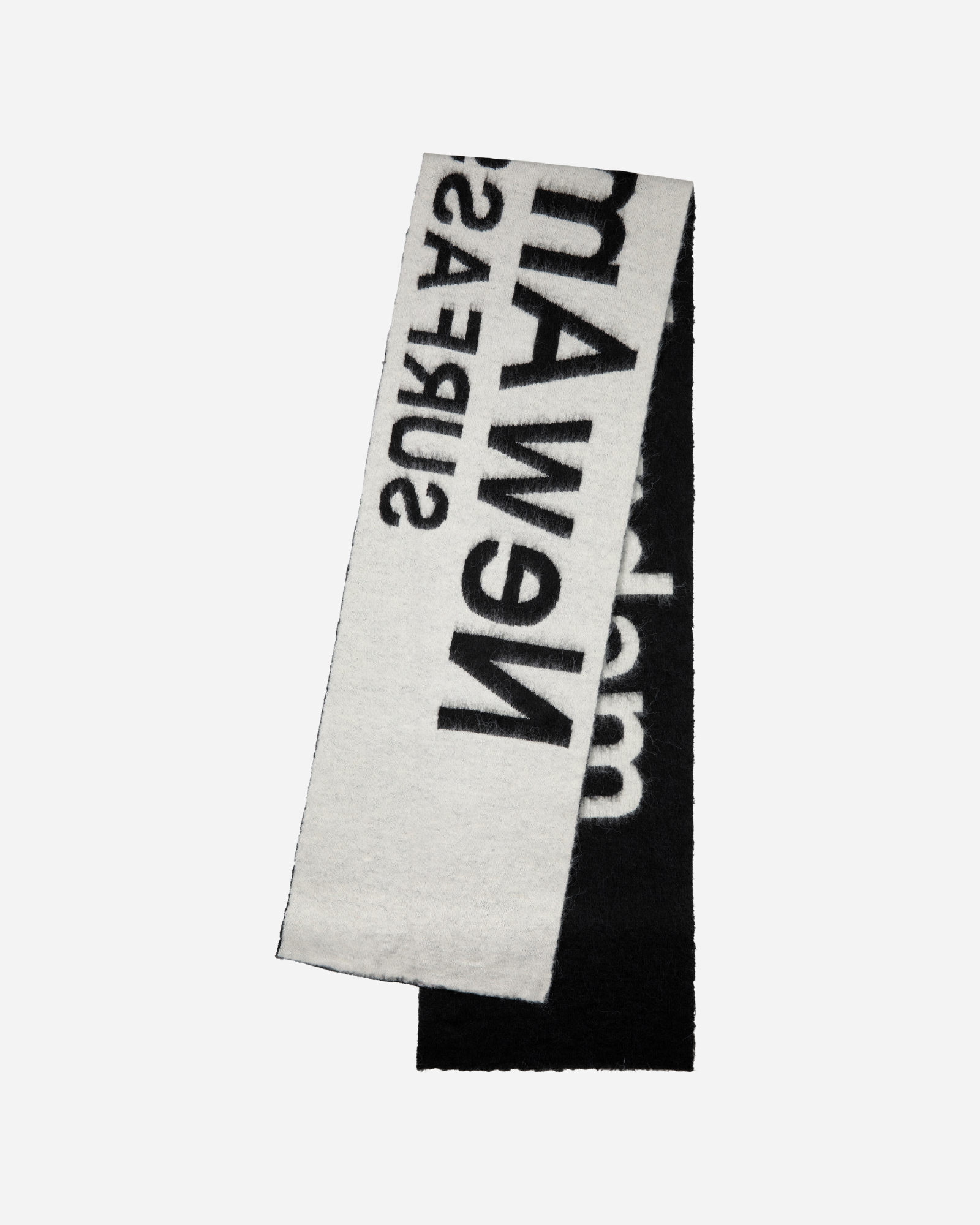 Fuzzy Name Scarf Black/White