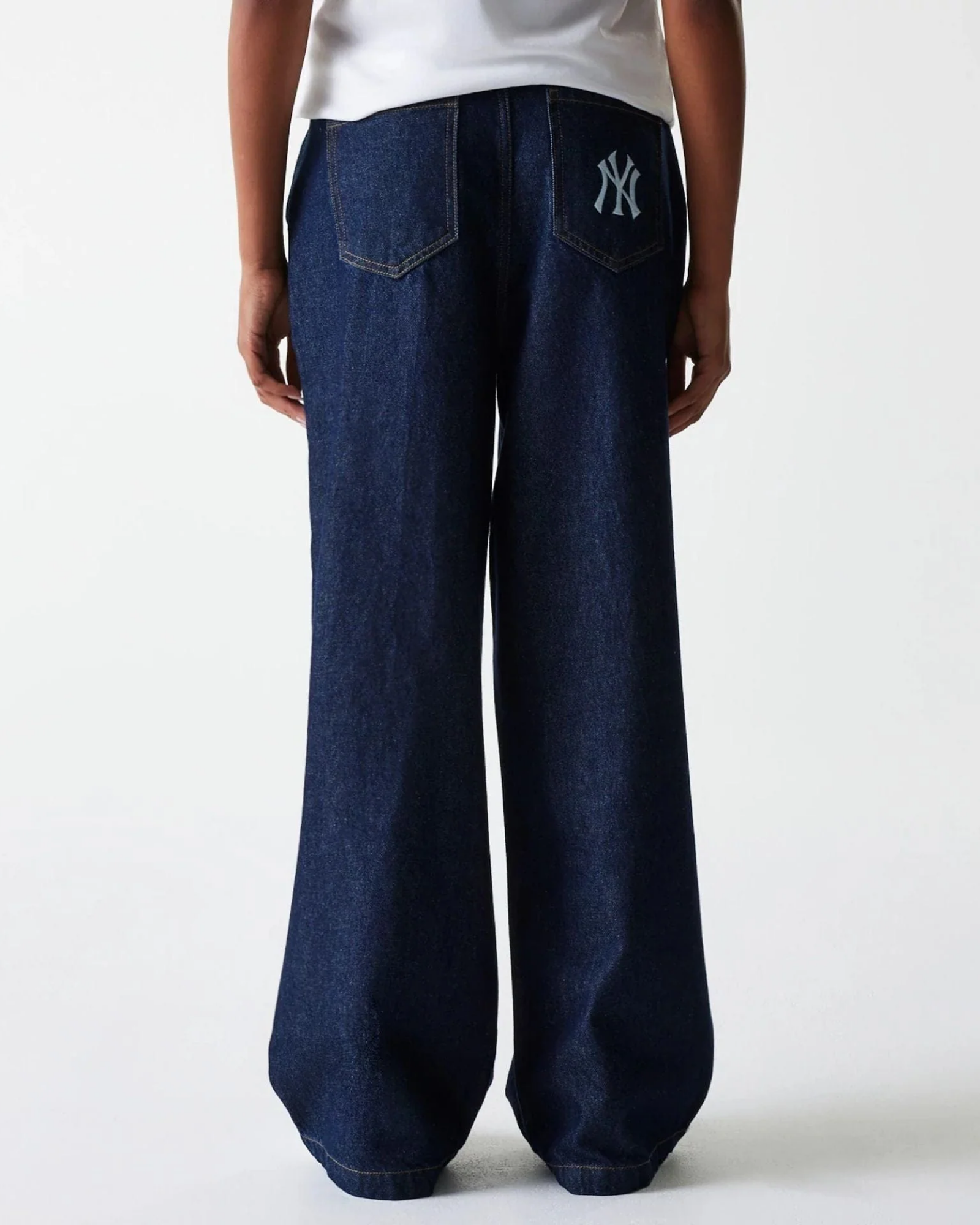 New York Yankees Womens MLB Dark Blue Wide Leg Denim Trousers