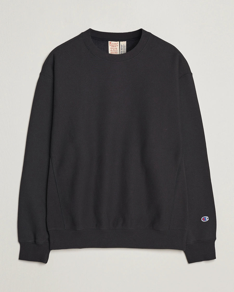 Reverse Weave Soft Fleece Crewneck Black