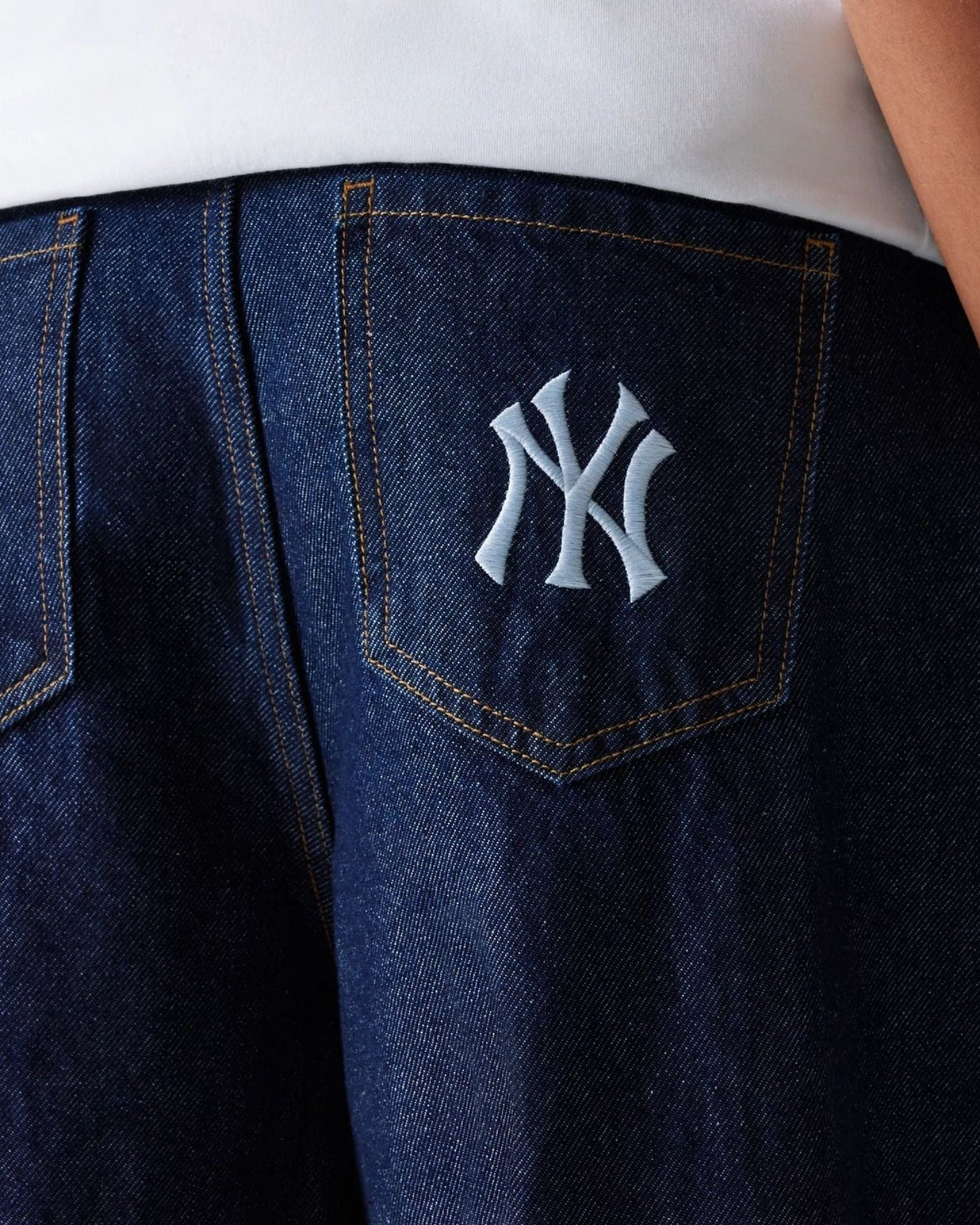 New York Yankees Womens MLB Dark Blue Wide Leg Denim Trousers