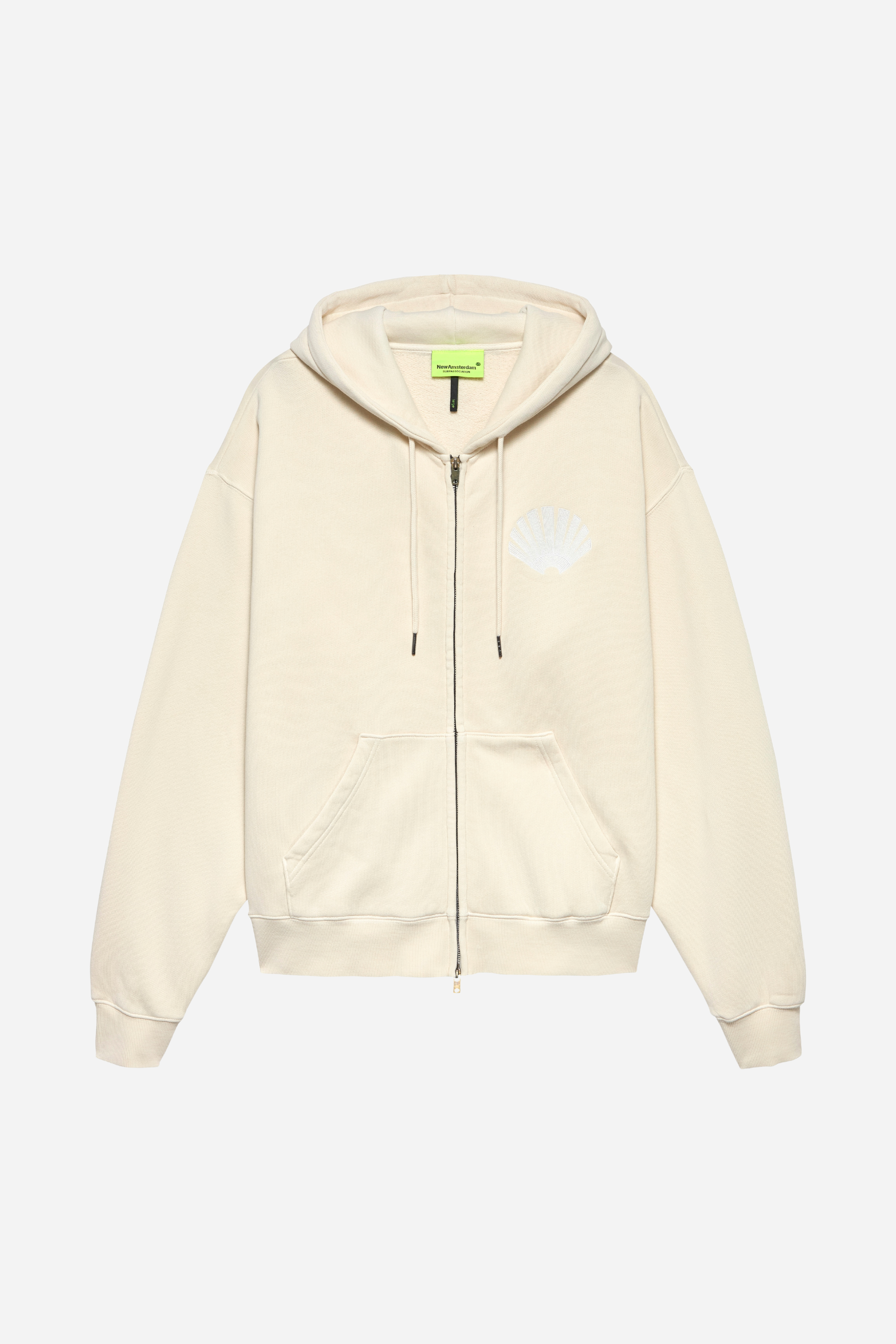 Logo Zip Hoodie Ecru/White