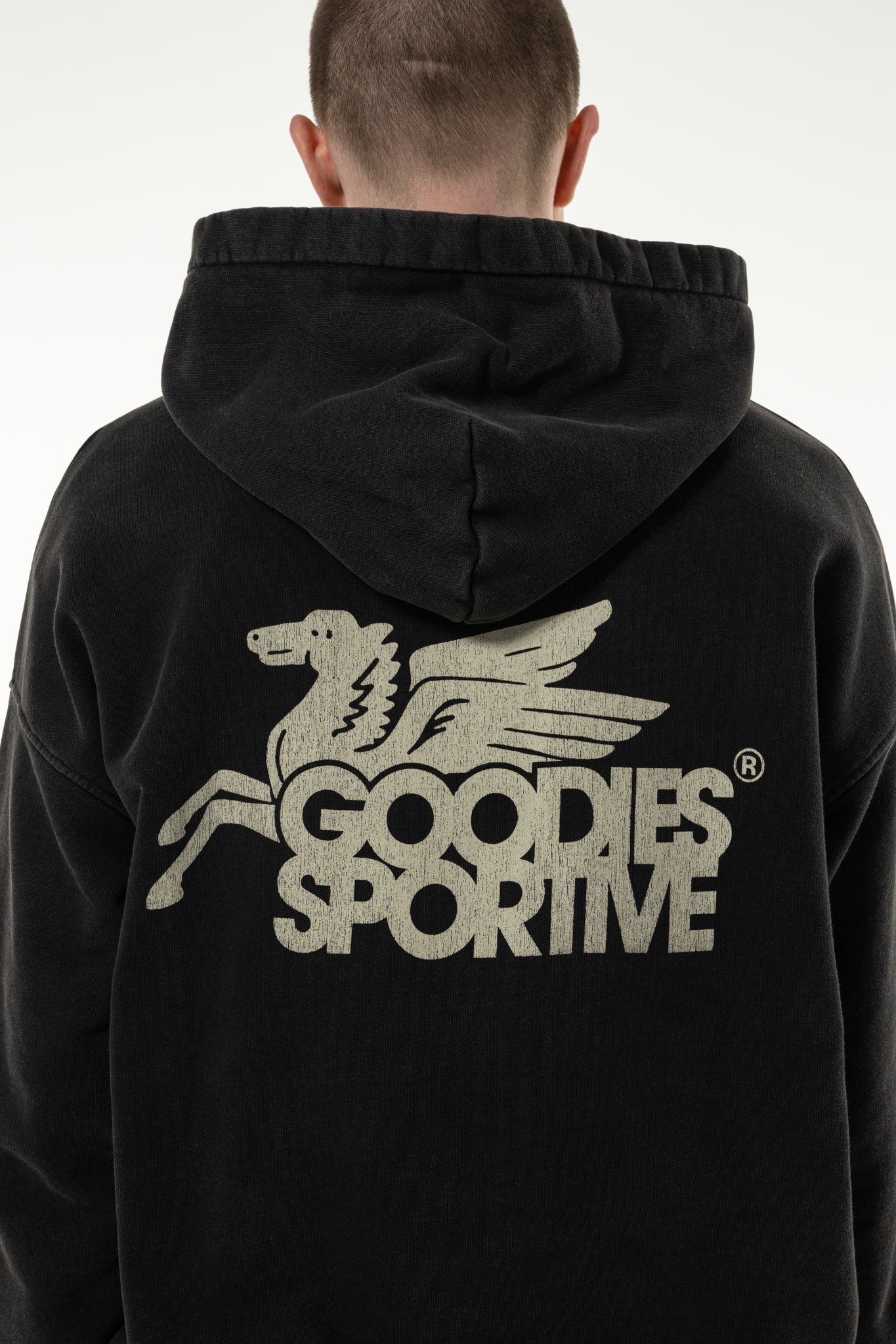 Pegasus Hoodie Black Stone Washed