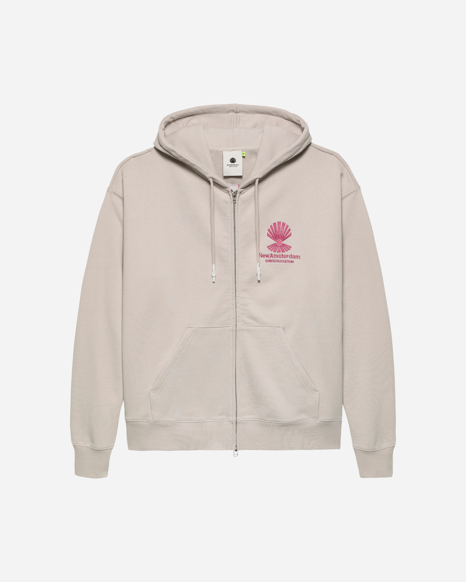 Logo Hoodie Zip-Up Pebble/Magenta