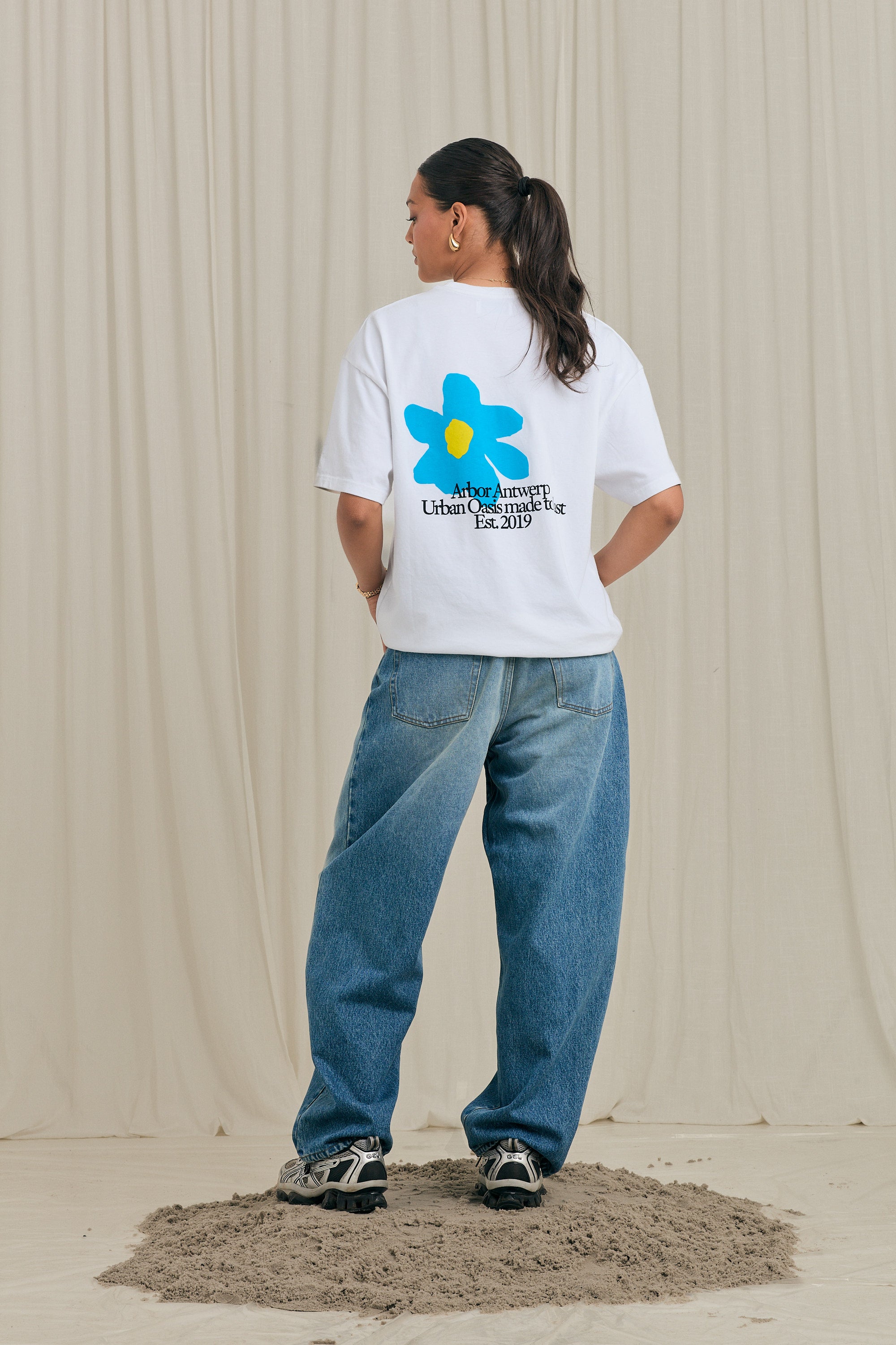 Blue Flower Oasis Tee White