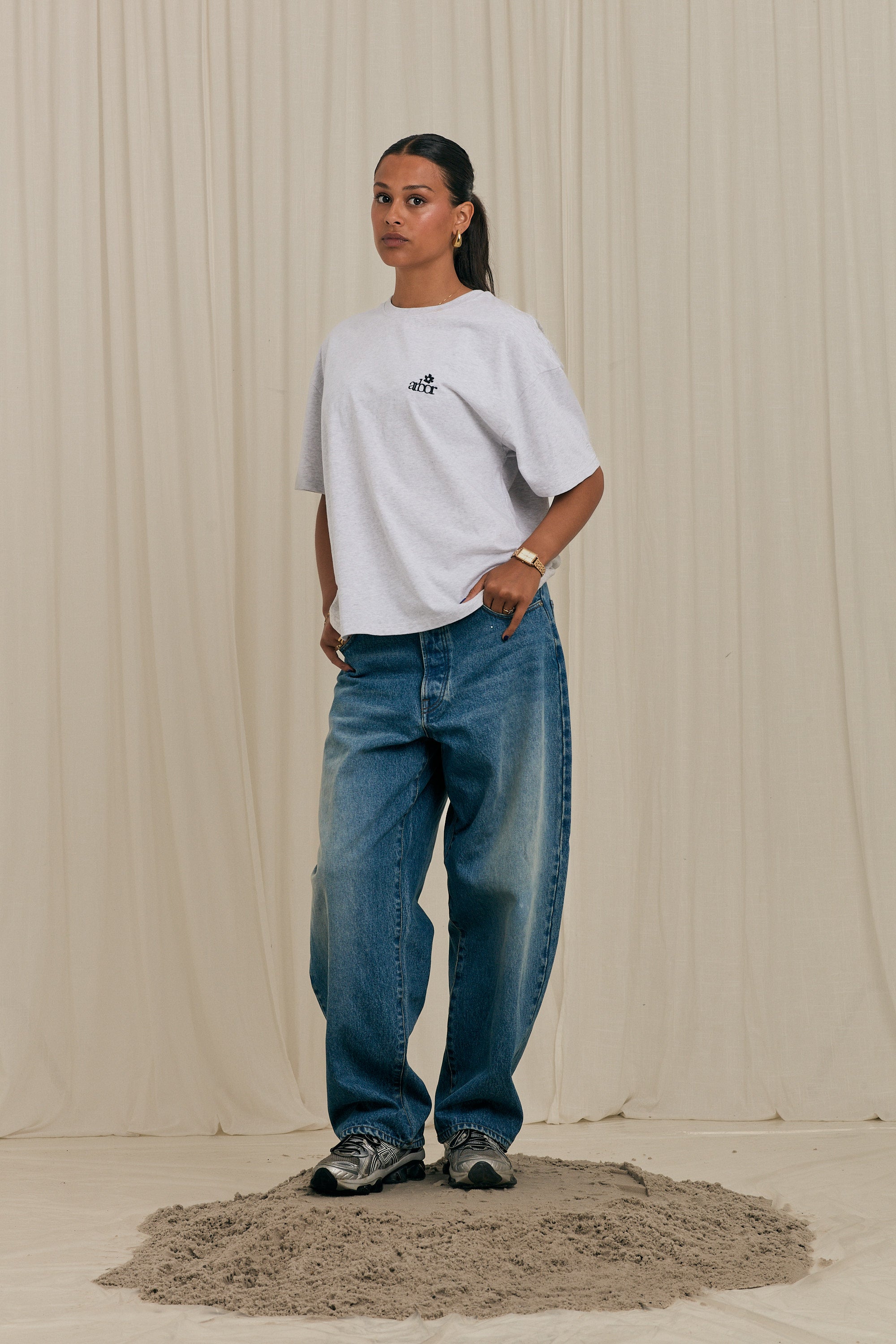 Mini Flower Tee Melange Grey