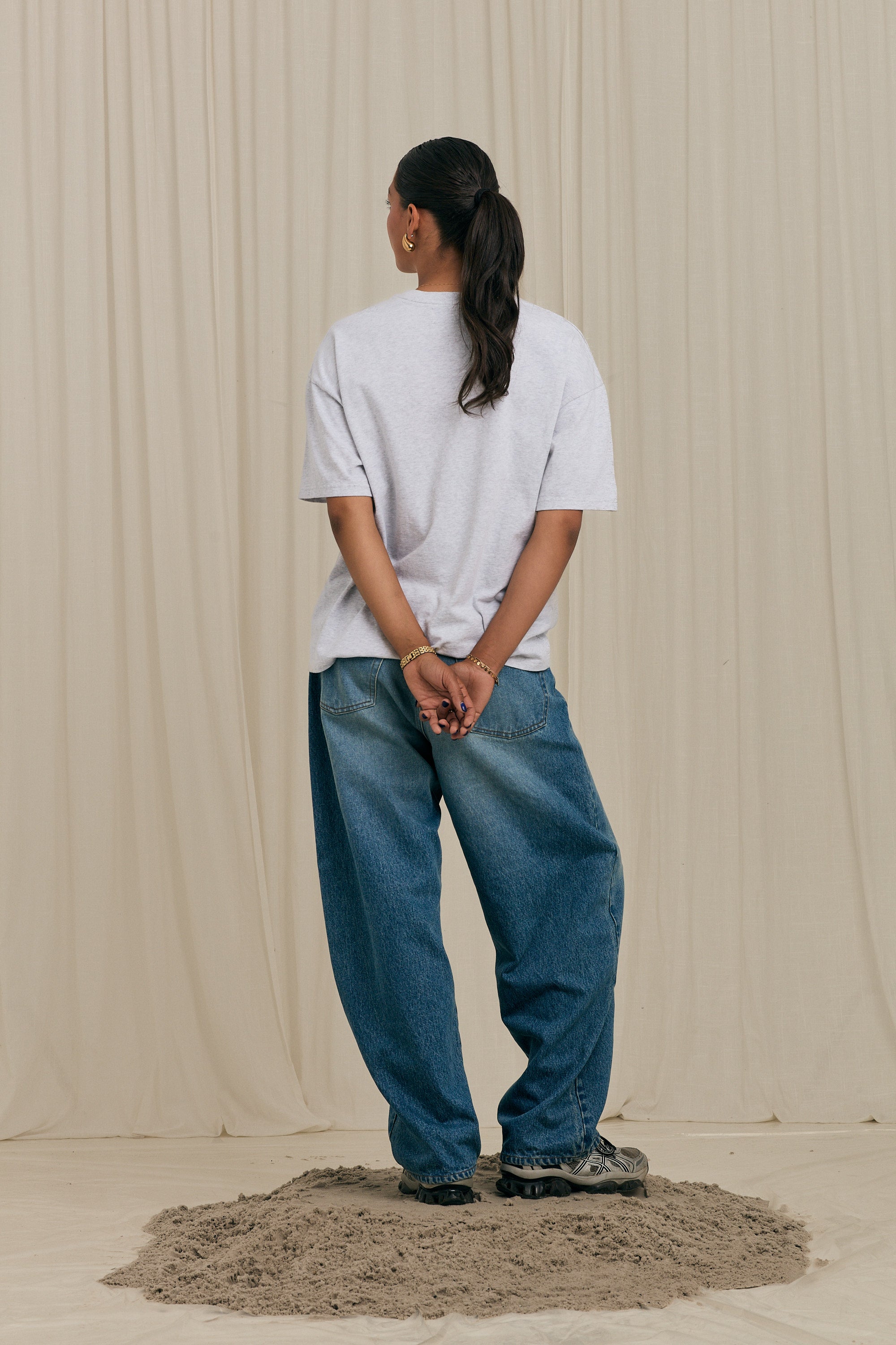 Mini Flower Tee Melange Grey