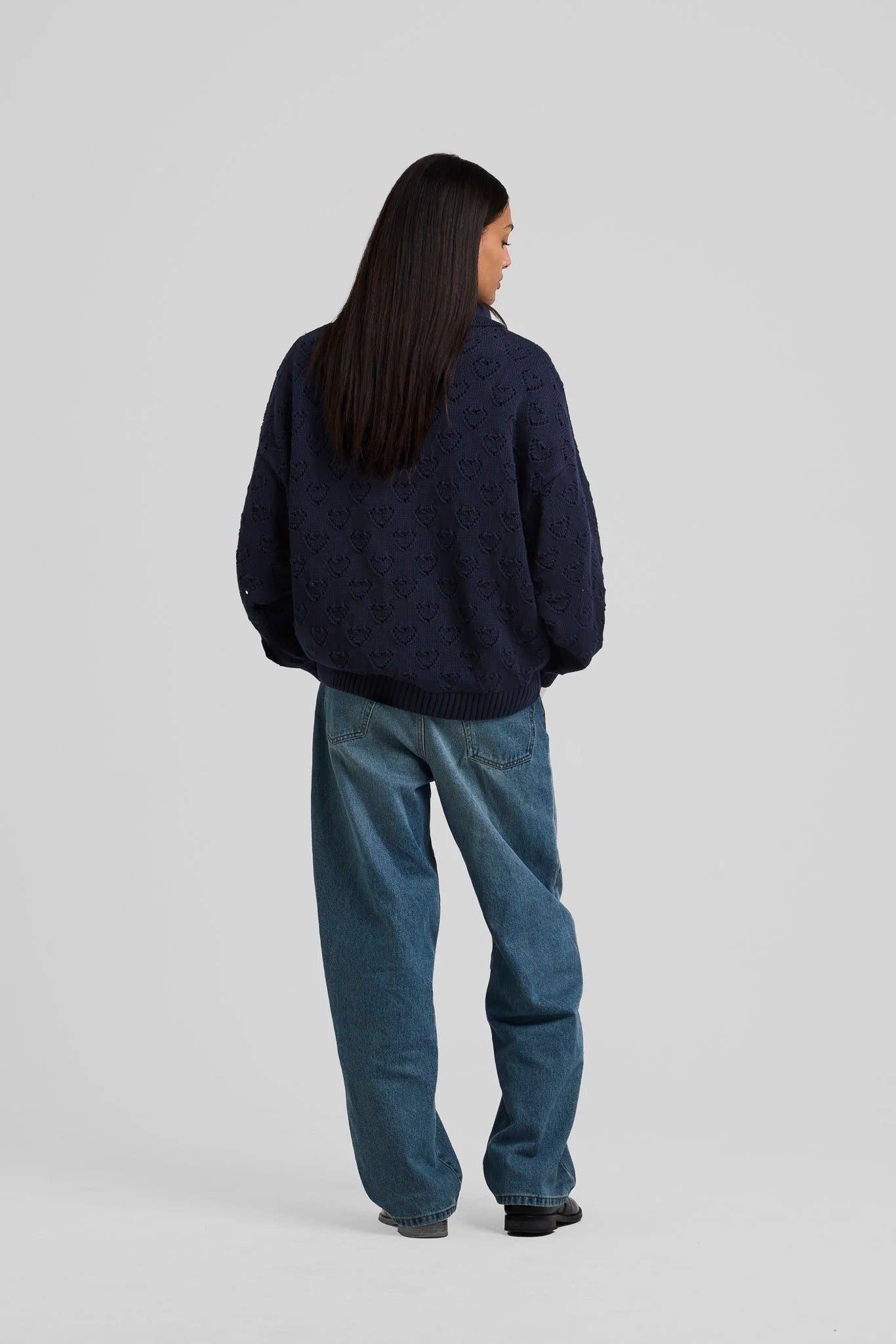Heart Zip Knit Blue
