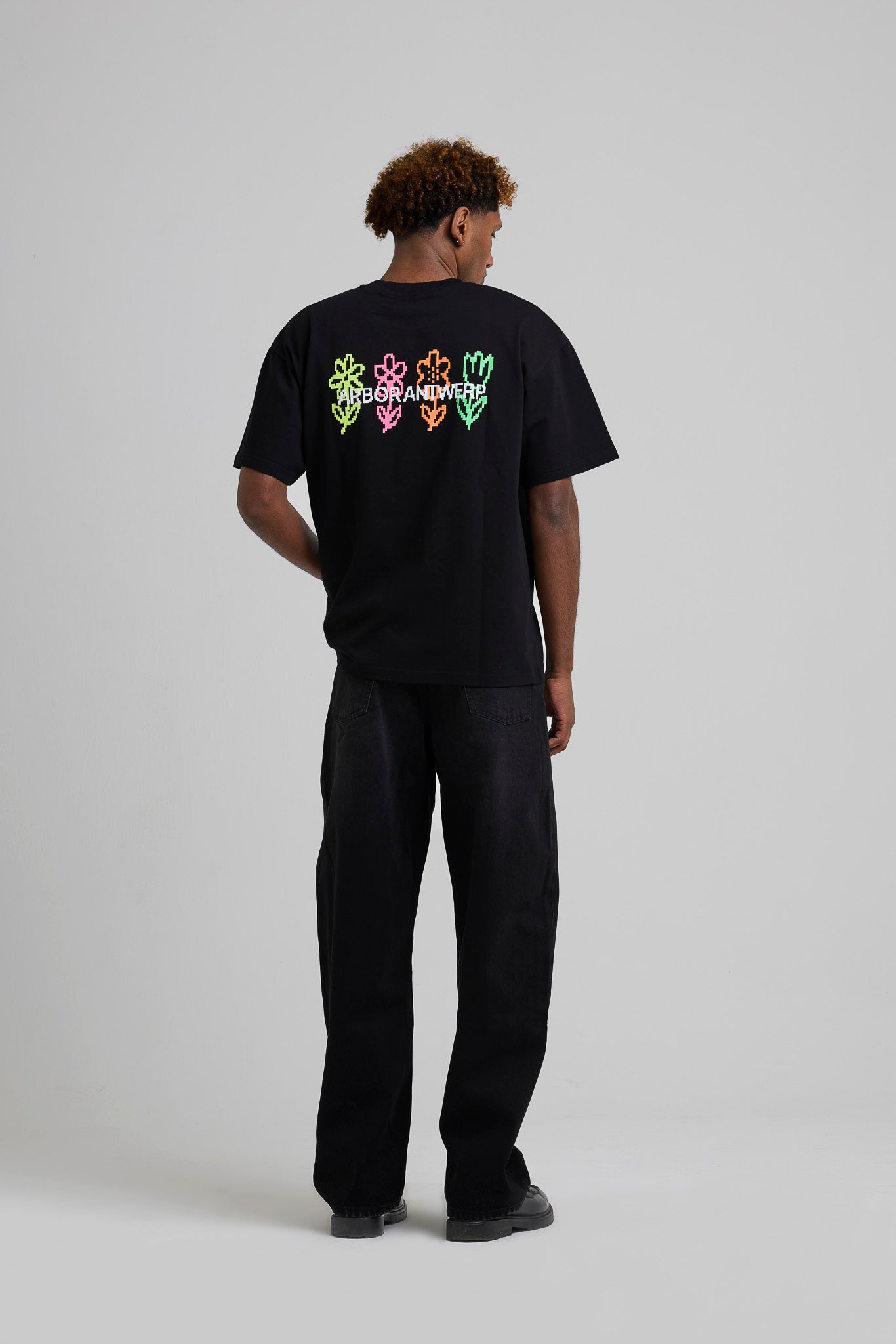 Pixel Flower Tee Black
