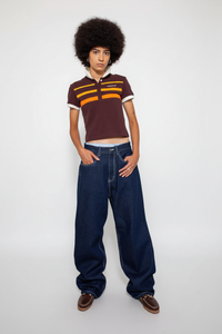 Super Loose Denim Dark Blue/White Stitching