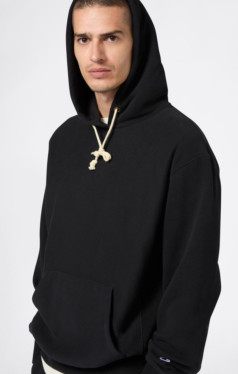 Reverse Weave Soft Fleece Hoodie Black
