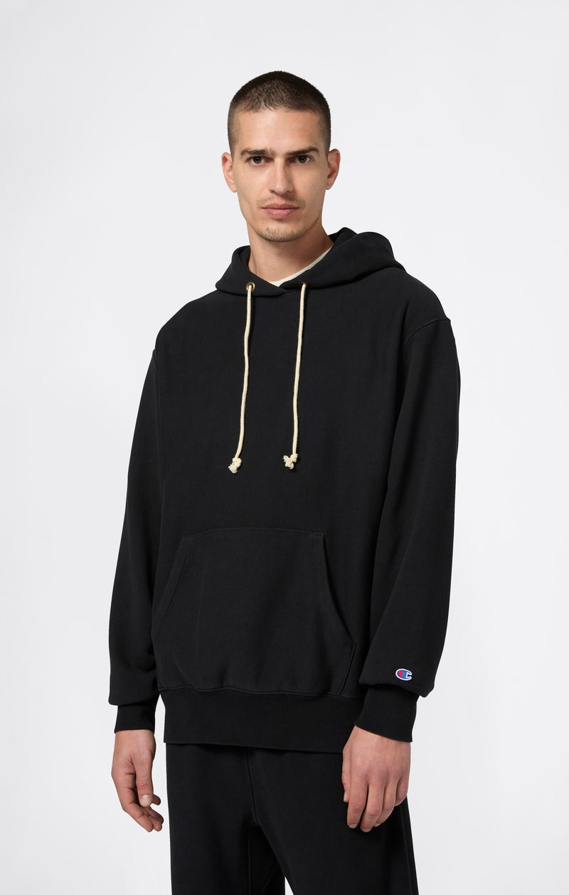 Reverse Weave Soft Fleece Hoodie Black
