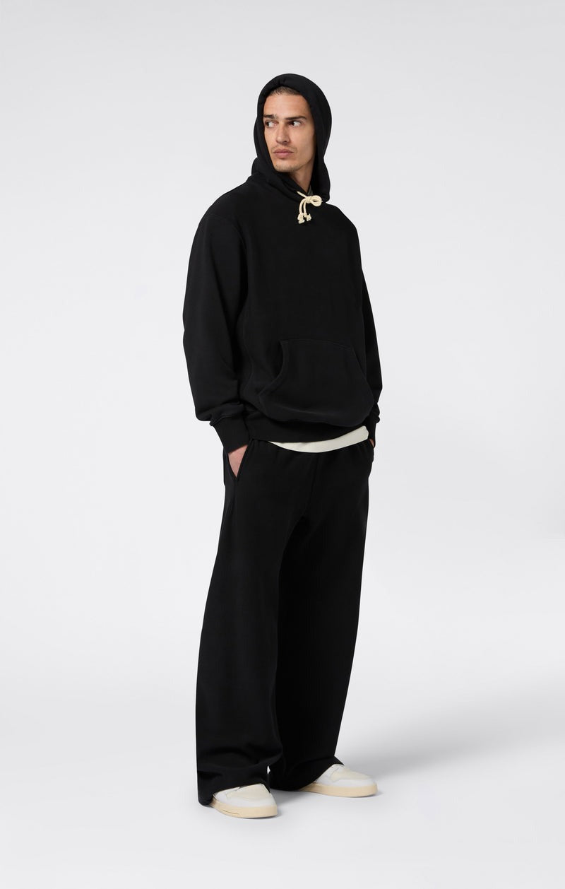 Reverse Weave Soft Fleece Hoodie Black