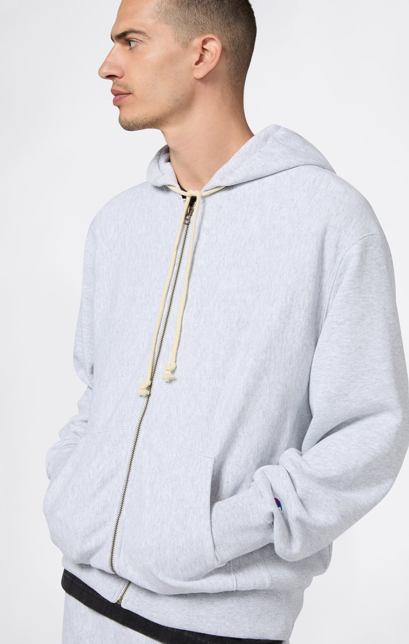 Reverse Weave Soft Fleece Zip-Up Grey