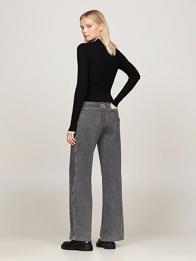 TJW Metallic Zip-Up Top Black
