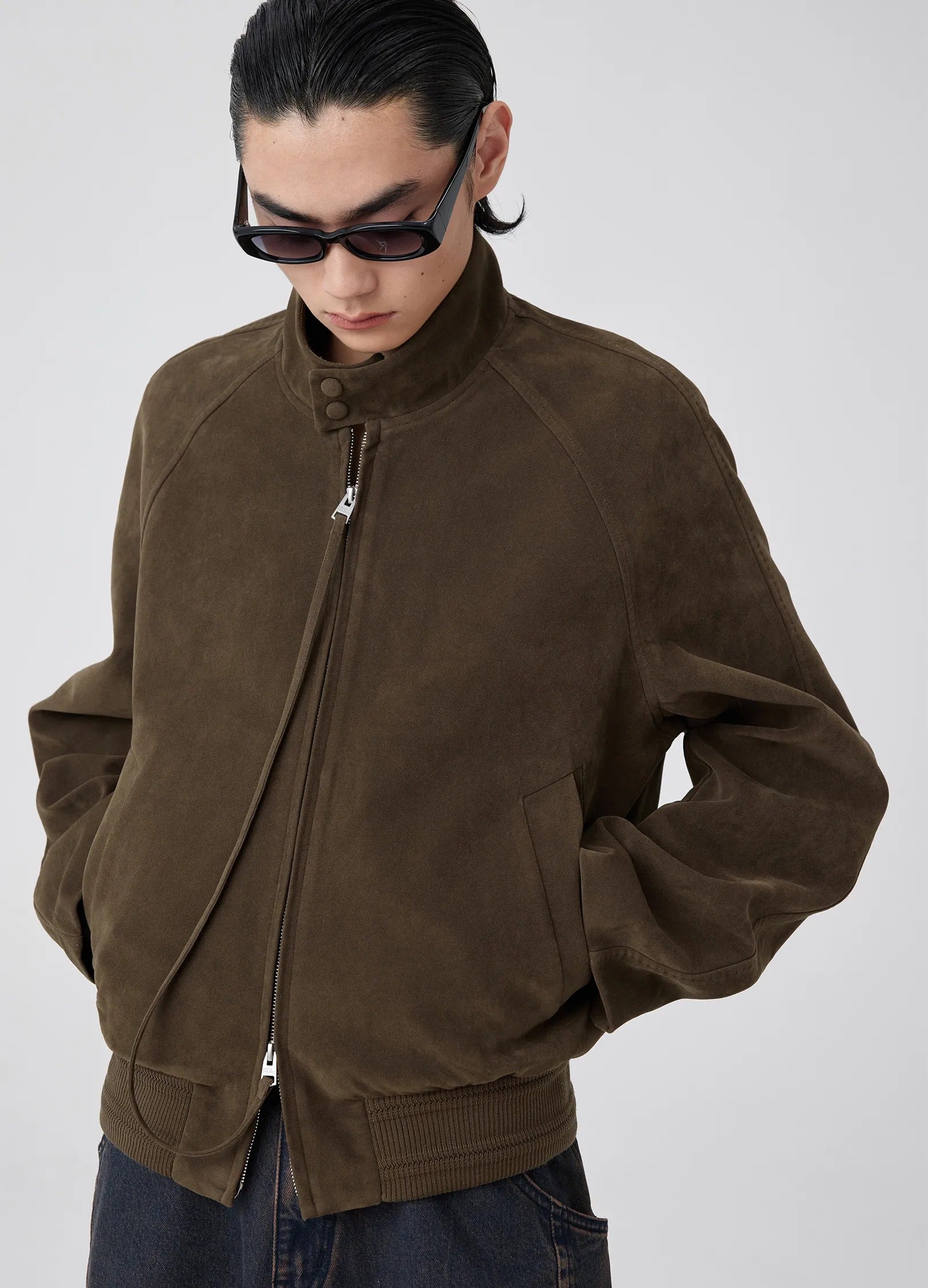 Suede Harrington Jacket Chocolate