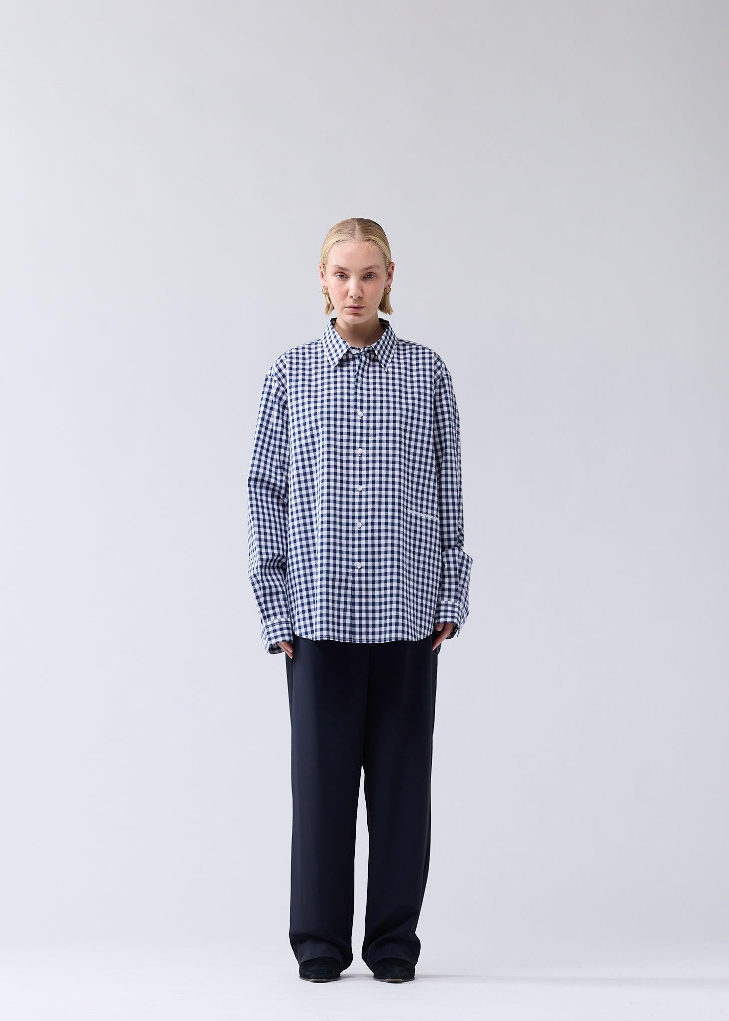 Beach Shirt Poplin Navy Check
