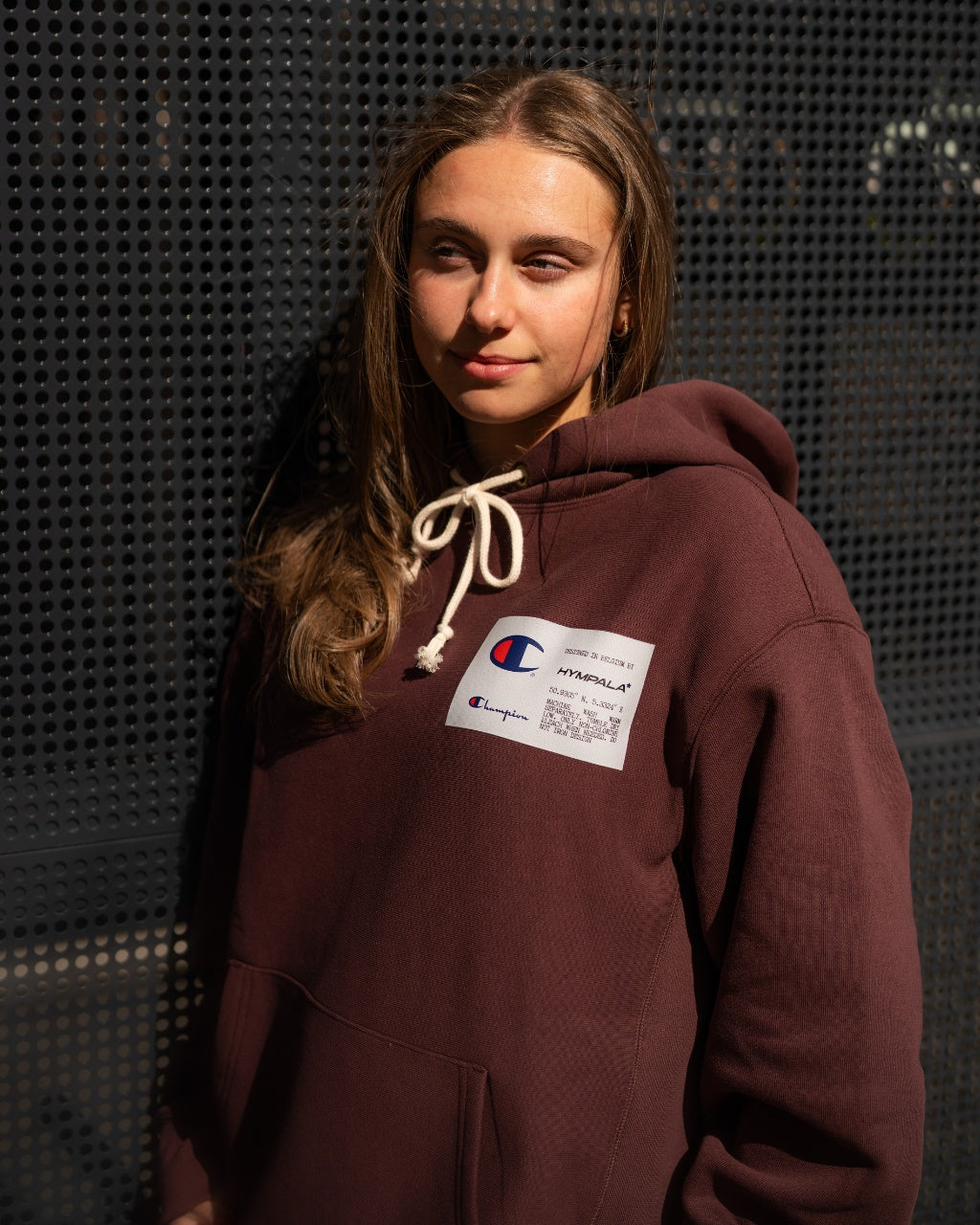 x Champion Patch Hoodie Brown